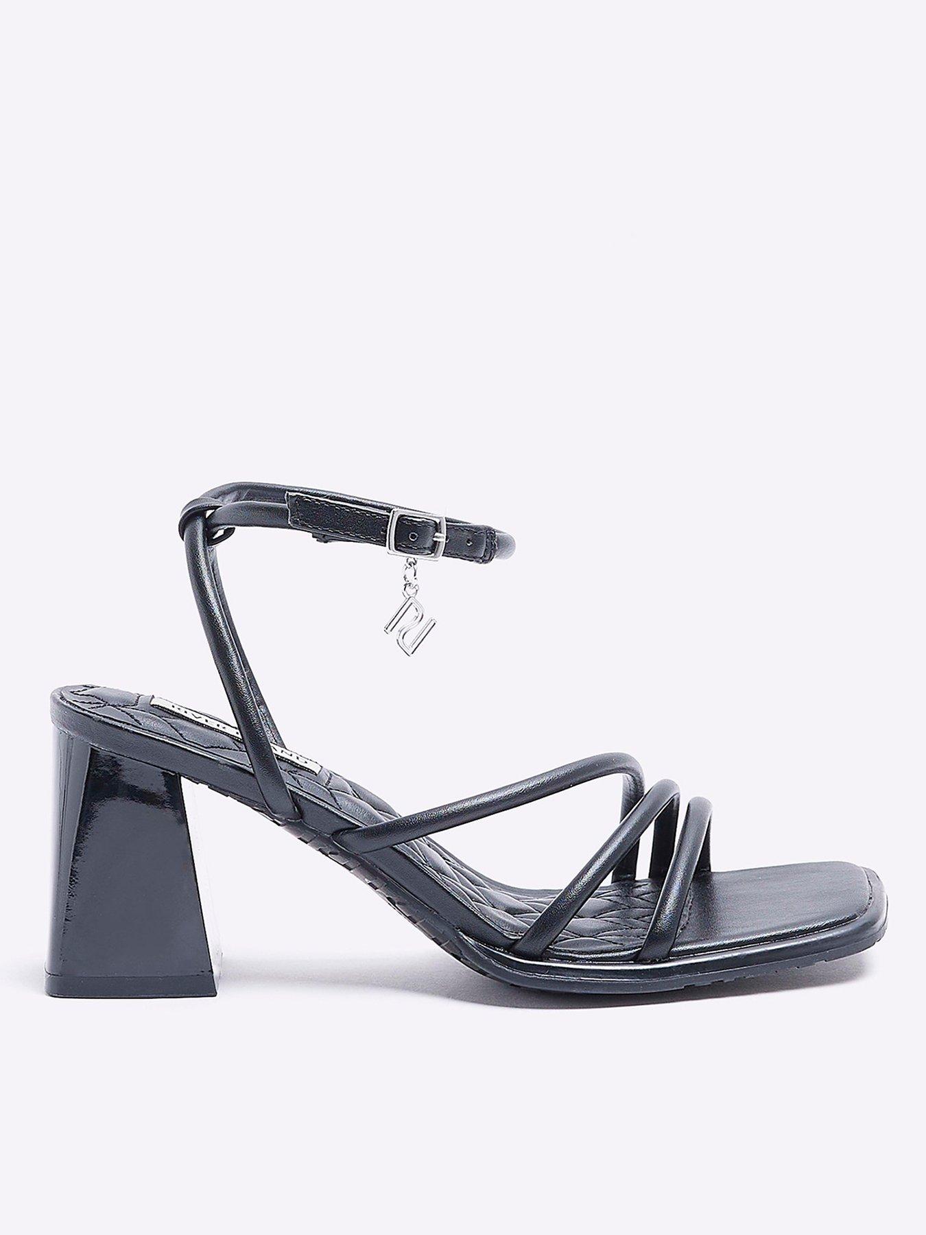 river island black block heels