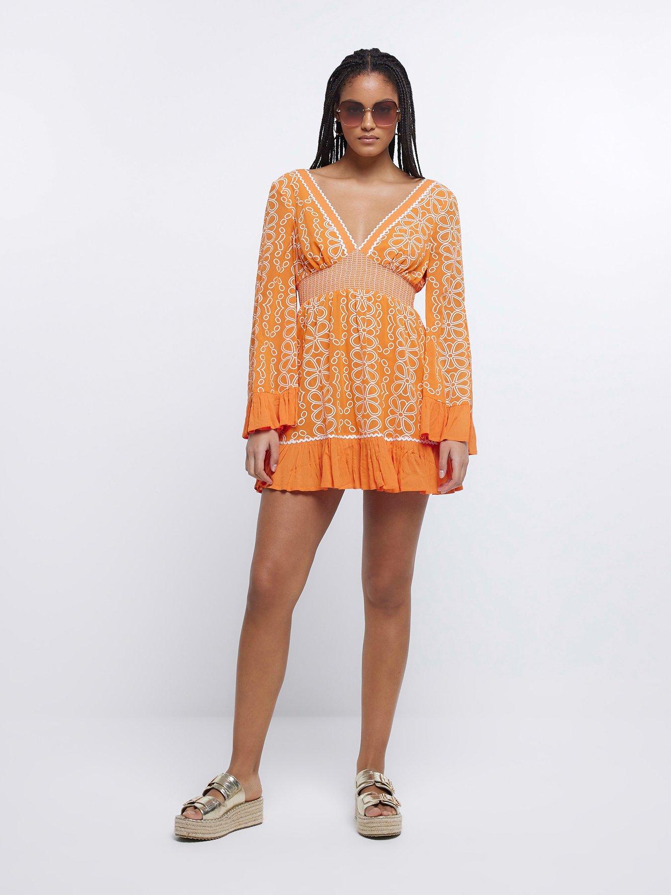 Orange dress shop river island