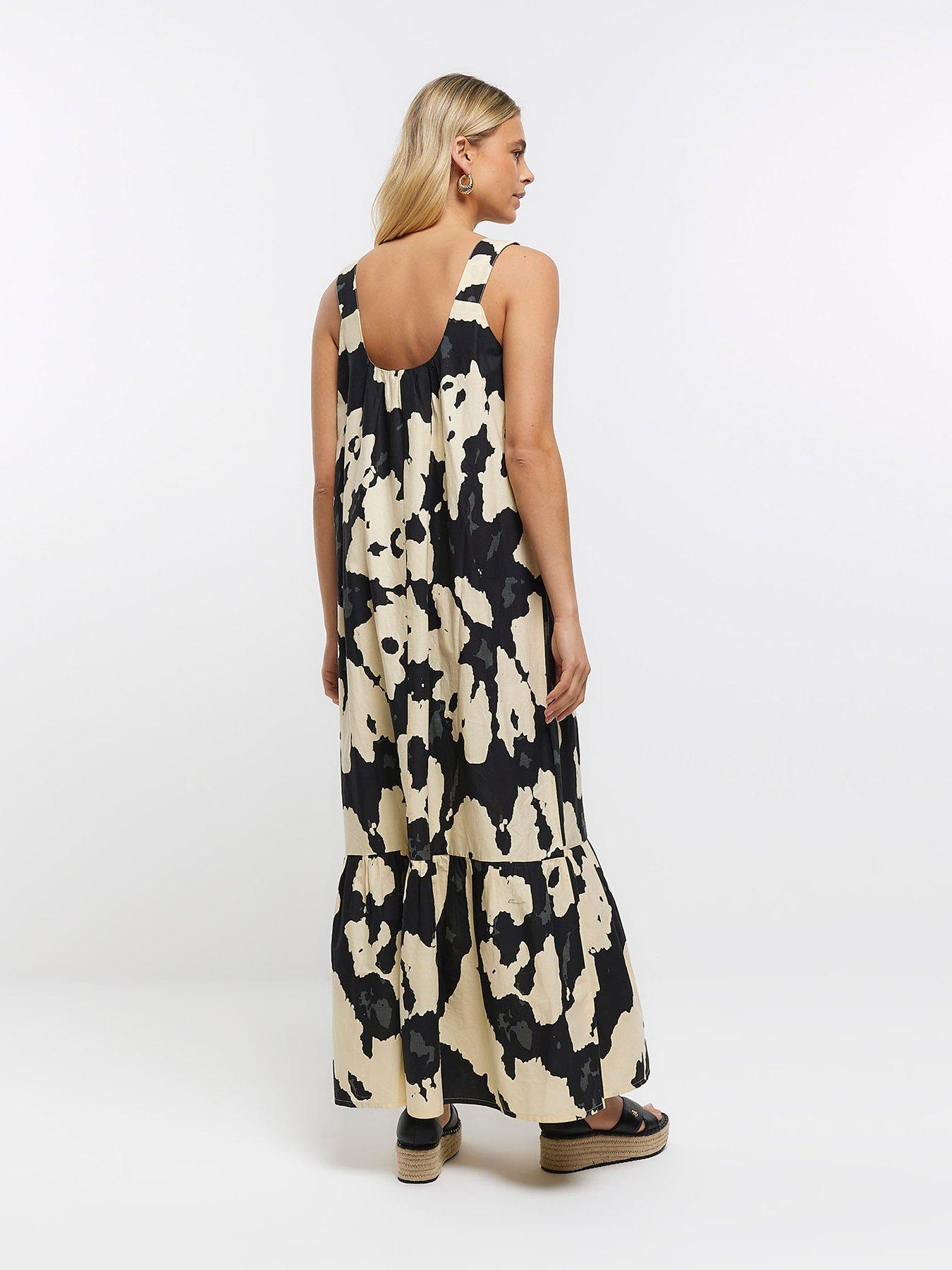 River Island Tie Dye Midi Slip Dress - Black