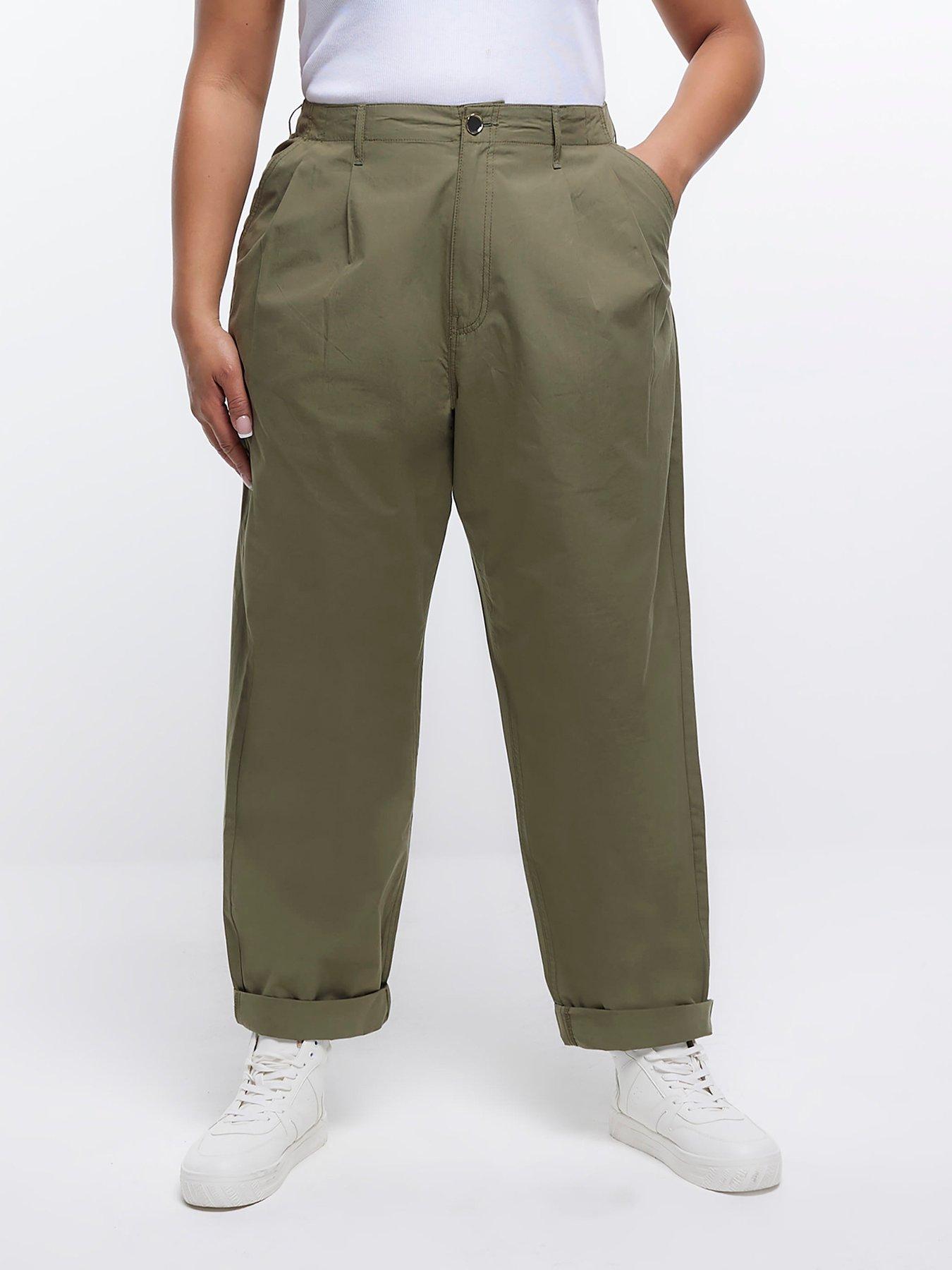 RI Plus Barrel Leg Chino Trousers - Khaki