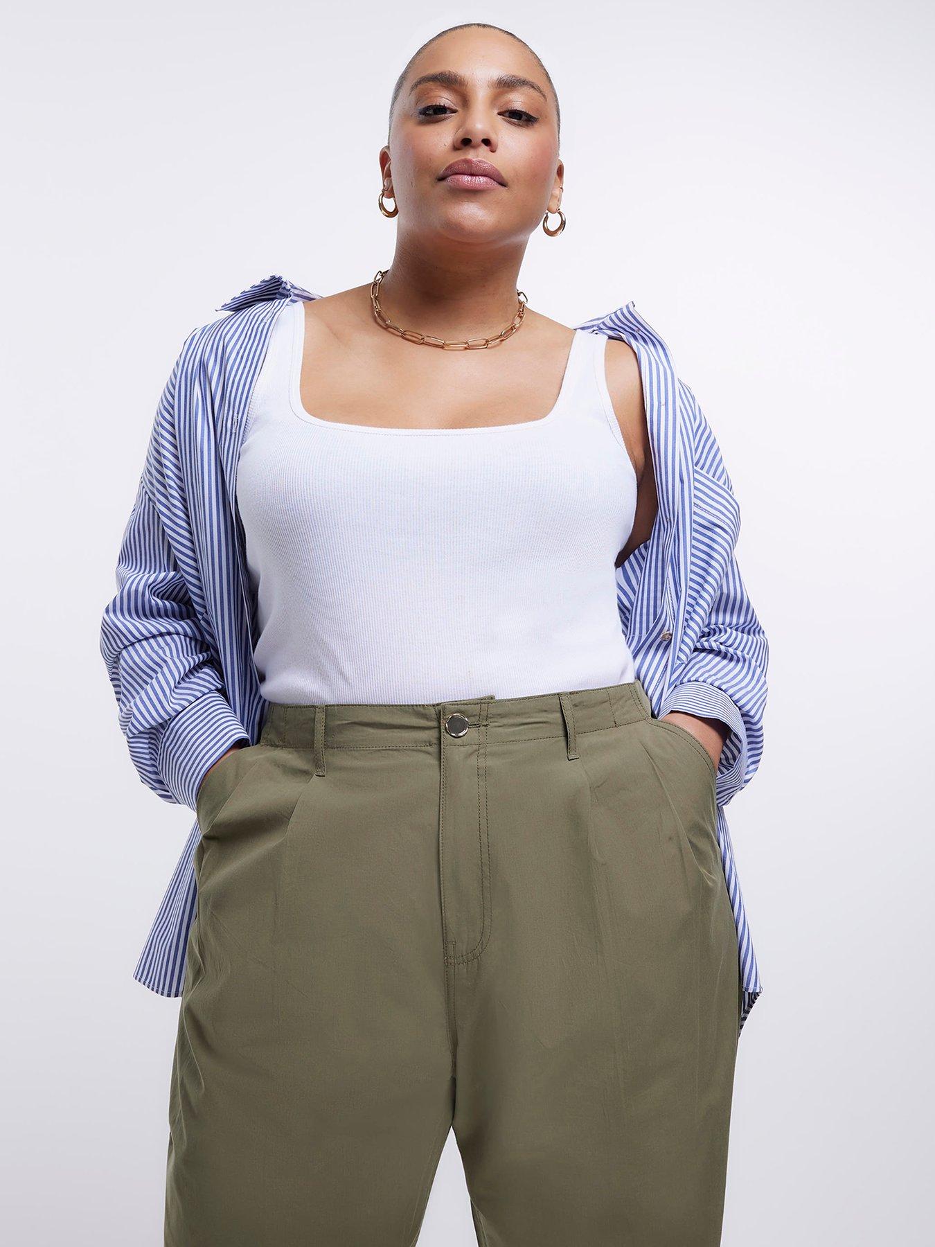 Barrel Leg Chino Trousers Khaki