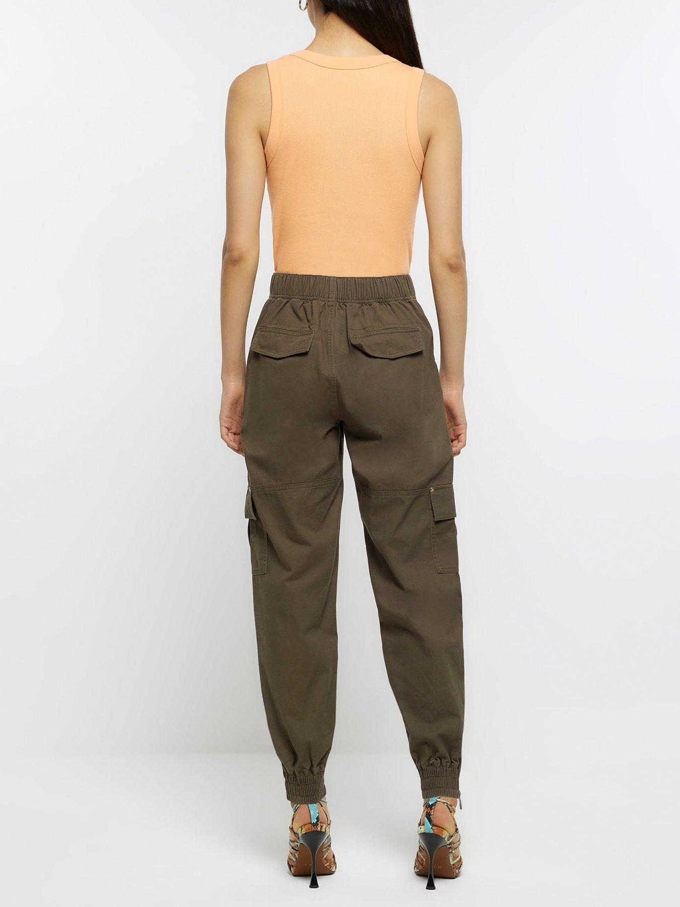 River Island Zip Cuff Cargo Trousers - Khaki | very.co.uk