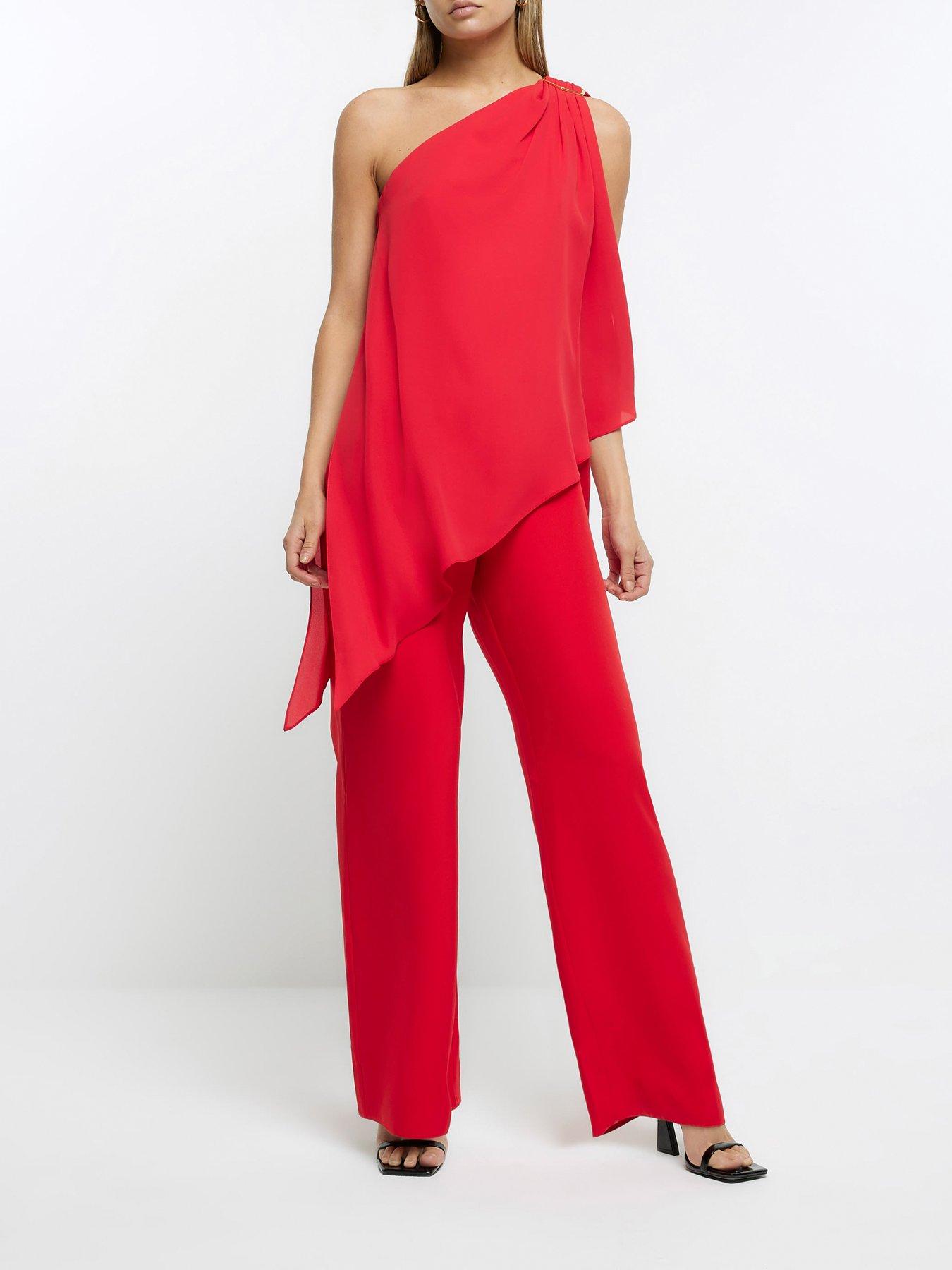 River island sales red jumpsuit