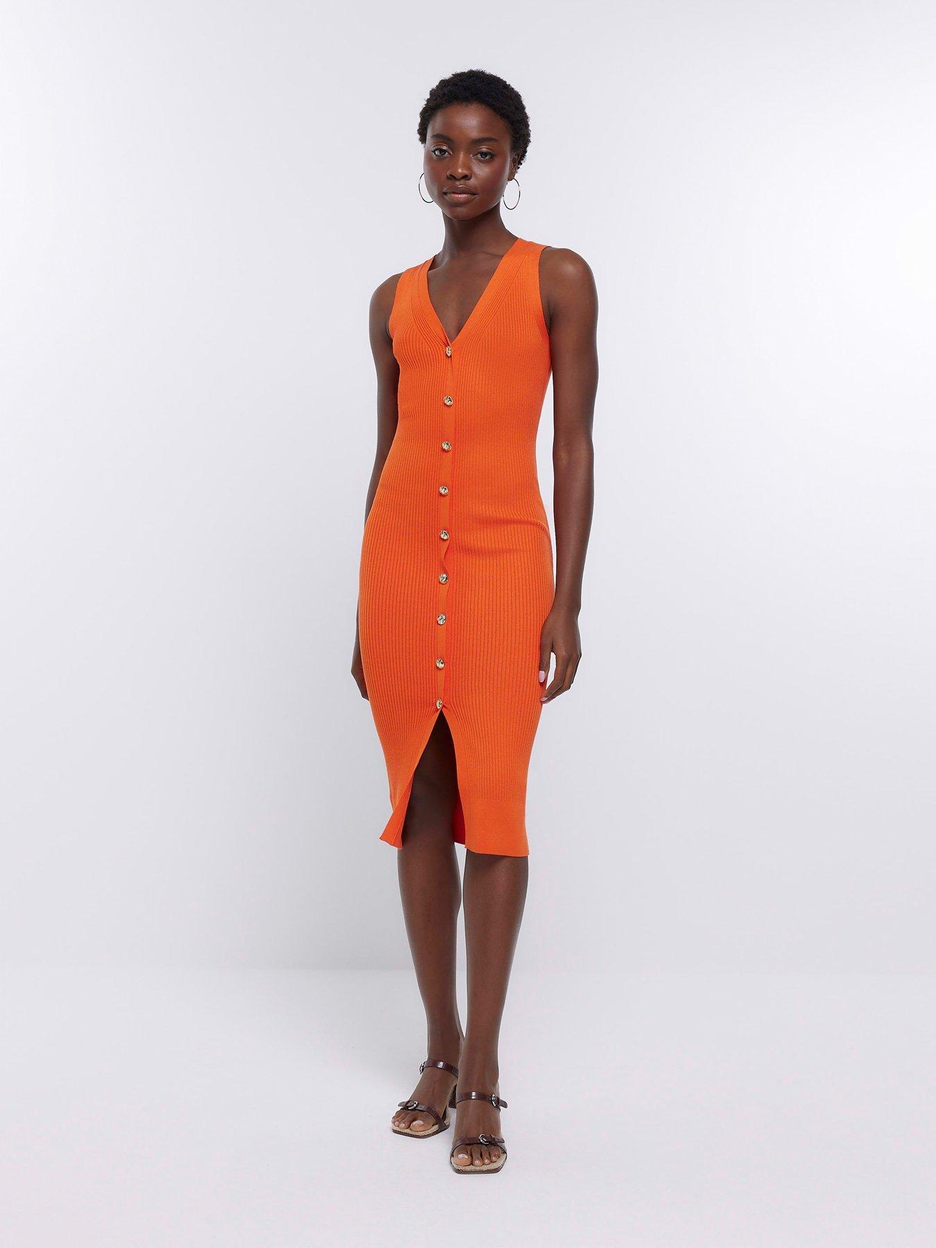 Orange button 2024 down dress