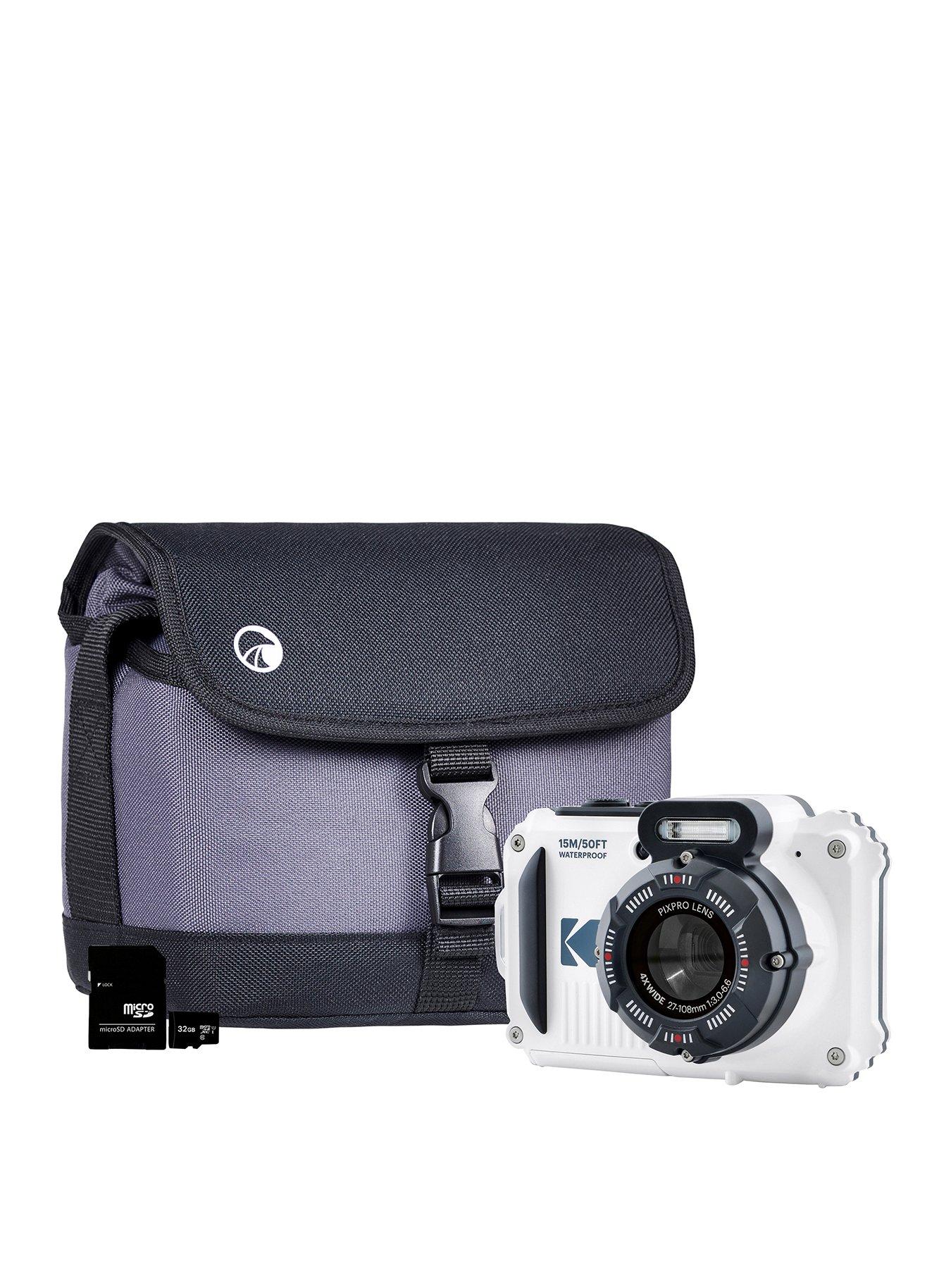 Kodak PIXPRO WPZ2 4x Zoom Tough Camera inc Shoulder Bag with Compartment  &  32GB MicroSD Card - White