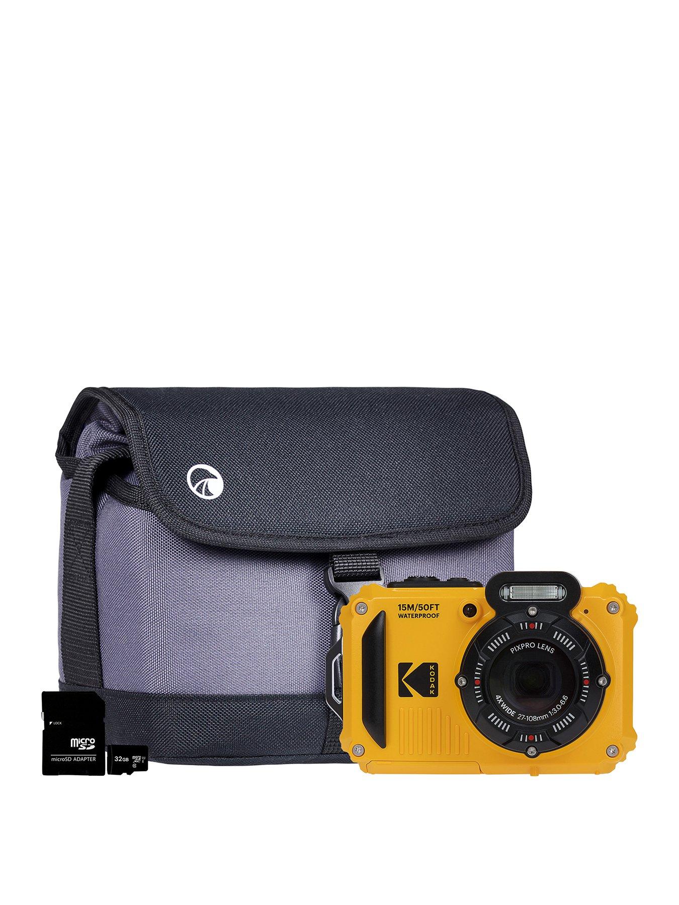 Kodak PIXPRO WPZ2 4x Zoom Tough Camera inc Shoulder Bag with Compartment  &  32GB MicroSD Card - Yellow
