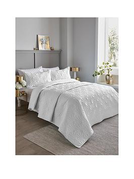 Product photograph of Serene Cavali Pinsonic Art Deco Duvet Cover Set In White from very.co.uk