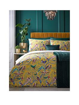 Product photograph of Laurence Llewelyn-bowen Birdy Absurdity Duvet Cover Set - Yellow from very.co.uk