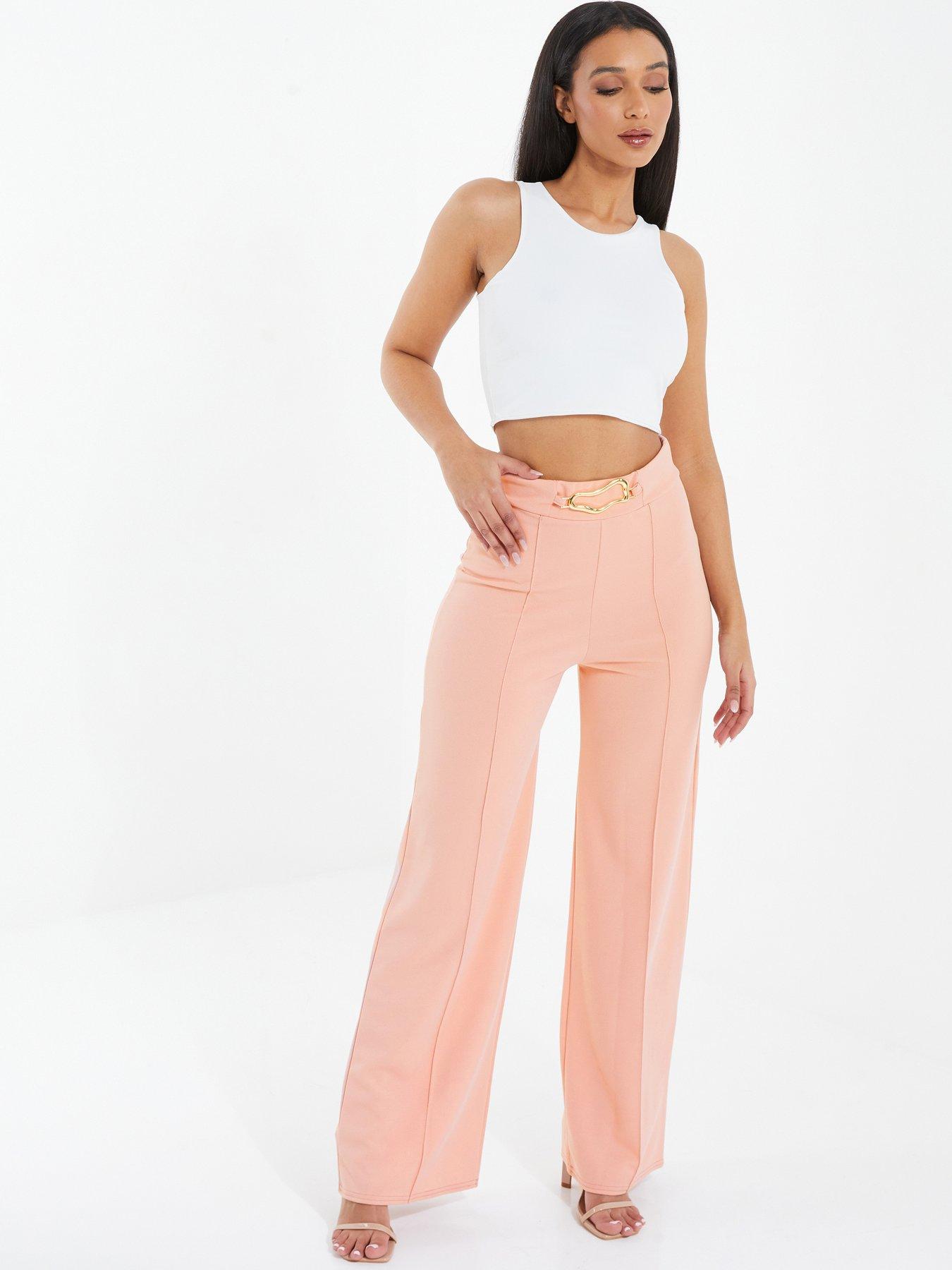 Missguided Red Satin Pleat Front Wide Leg Trousers, $51, Missguided