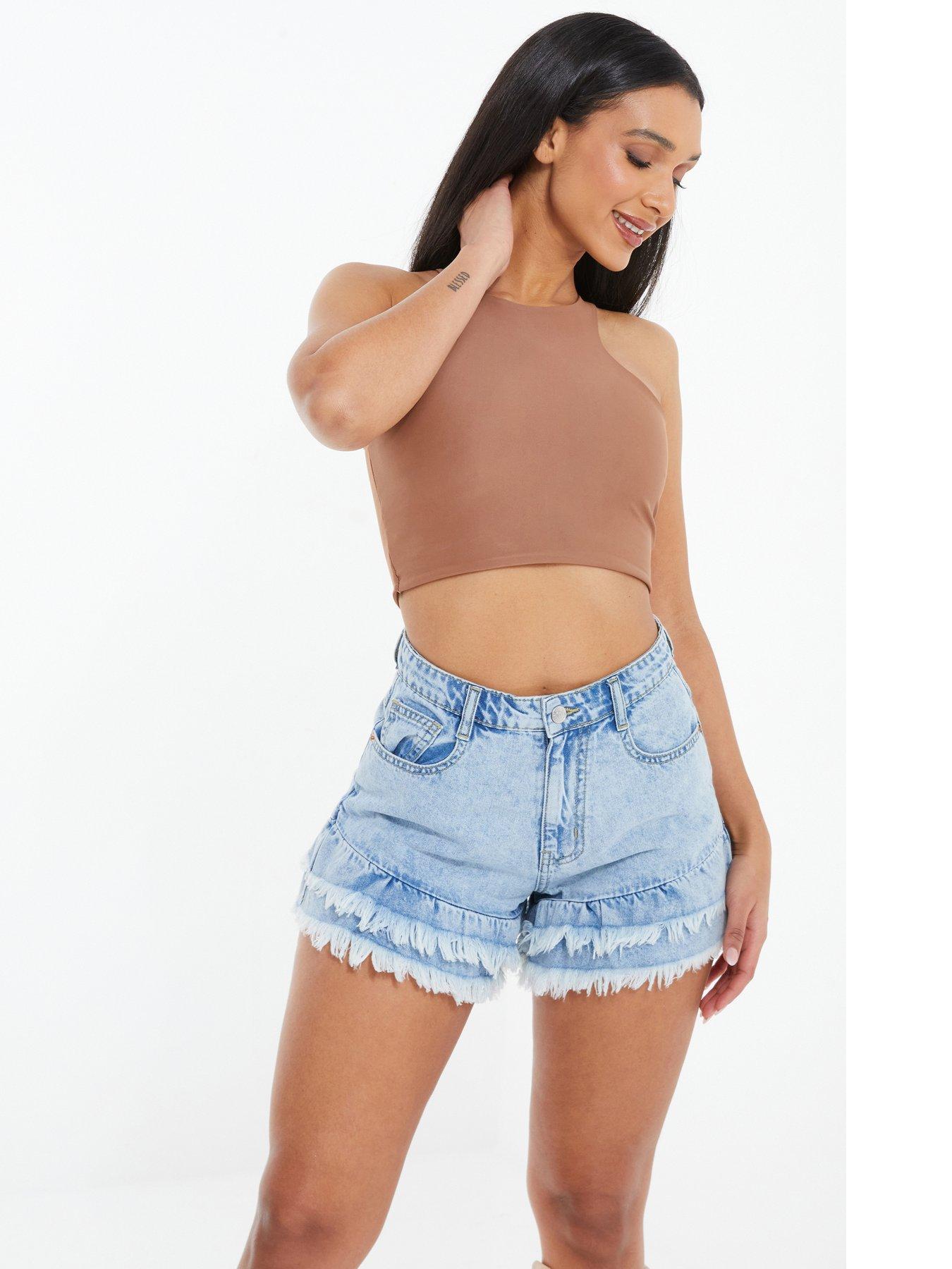 Denim frill hot sale shorts