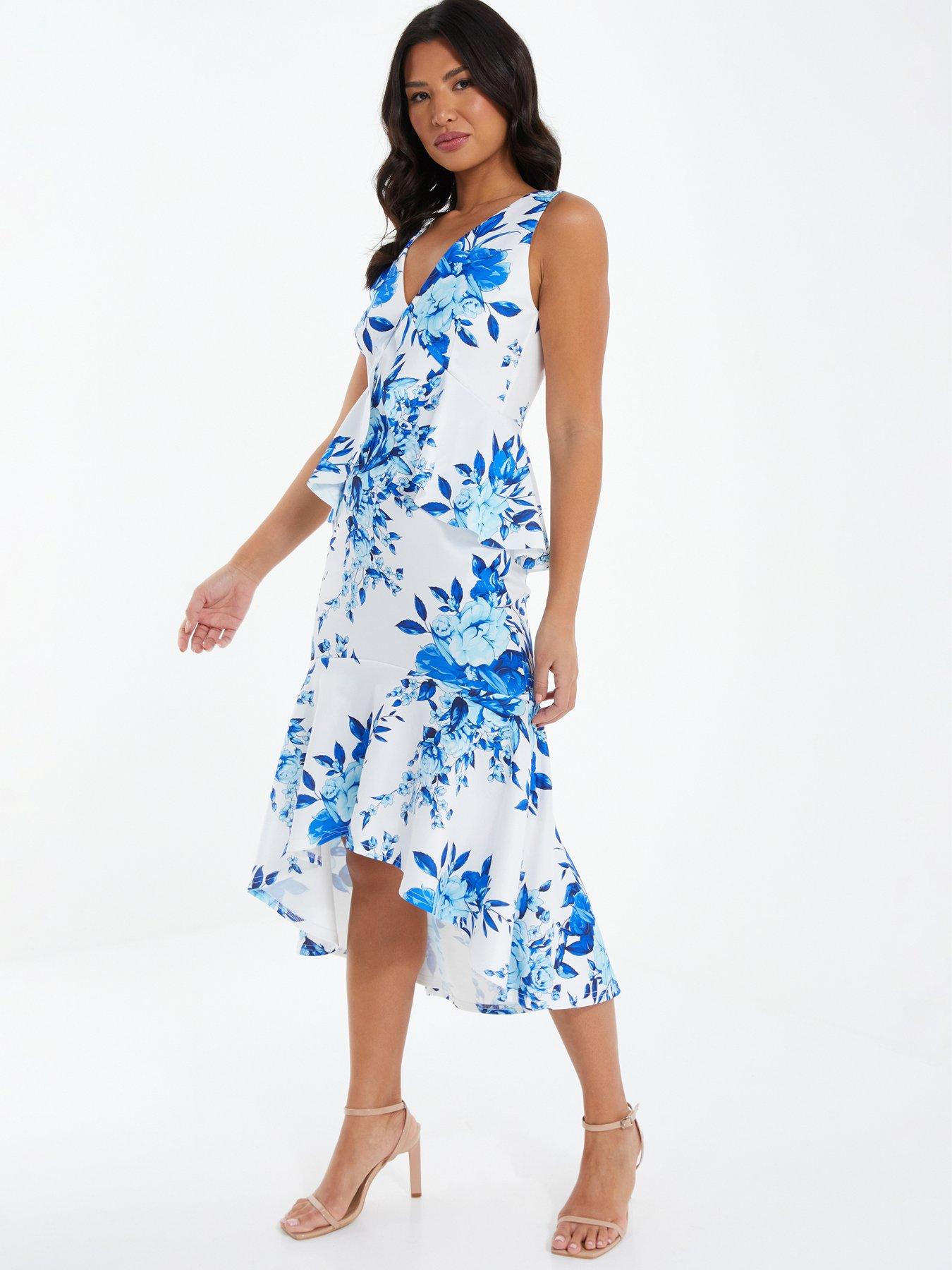 Quiz floral store dip hem dress