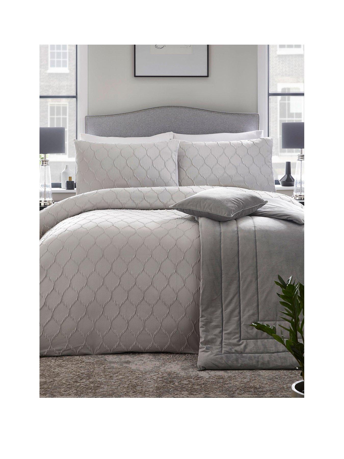 Product photograph of Appletree Boutique Jeneva Duvet Cover Set - Silver from very.co.uk