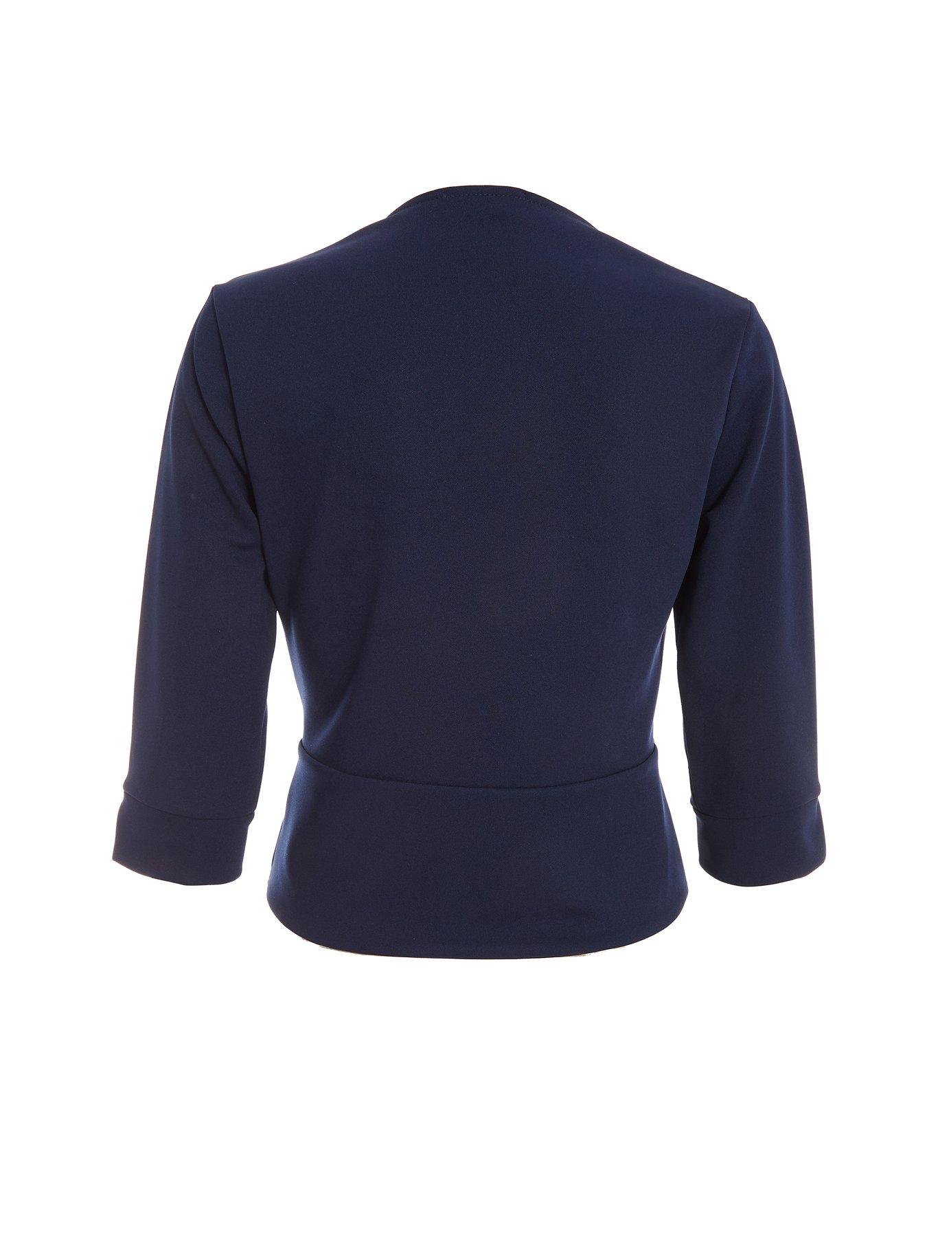 Quiz Split Sleeve Crop Jacket Dark Blue