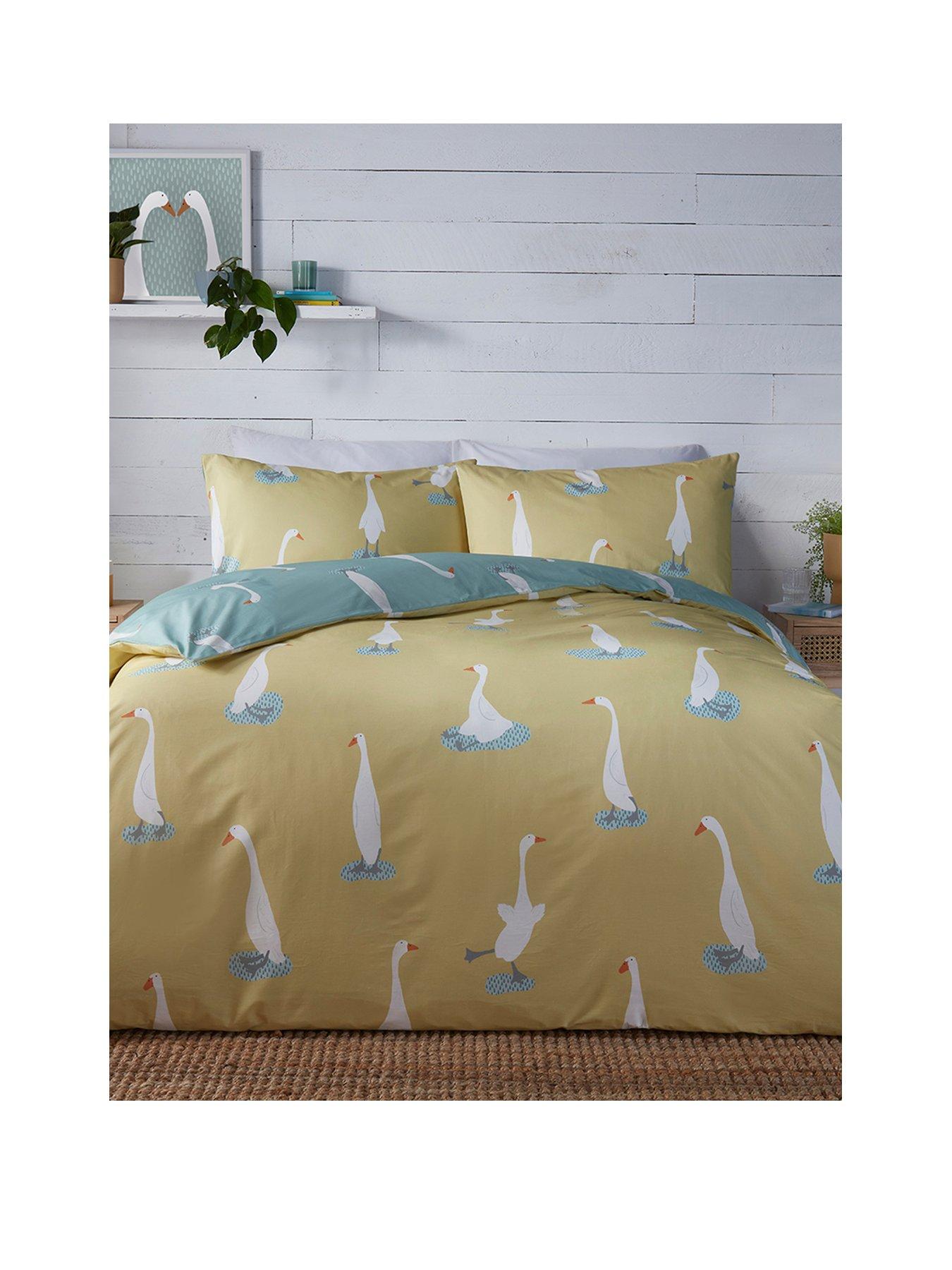 Product photograph of Fusion Puddles Duck Duvet Cover Set - Yellow from very.co.uk