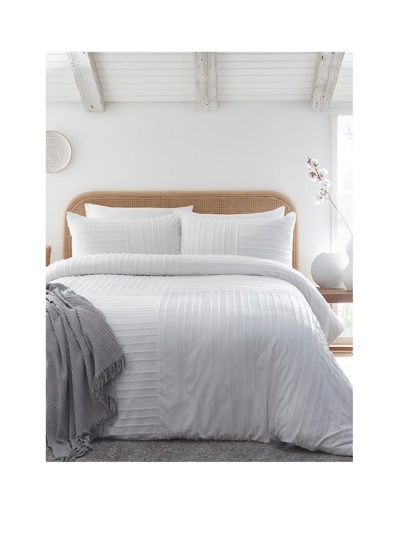 Product photograph of Appletree Loft Newbury Stripe Duvet Cover Set In White from very.co.uk