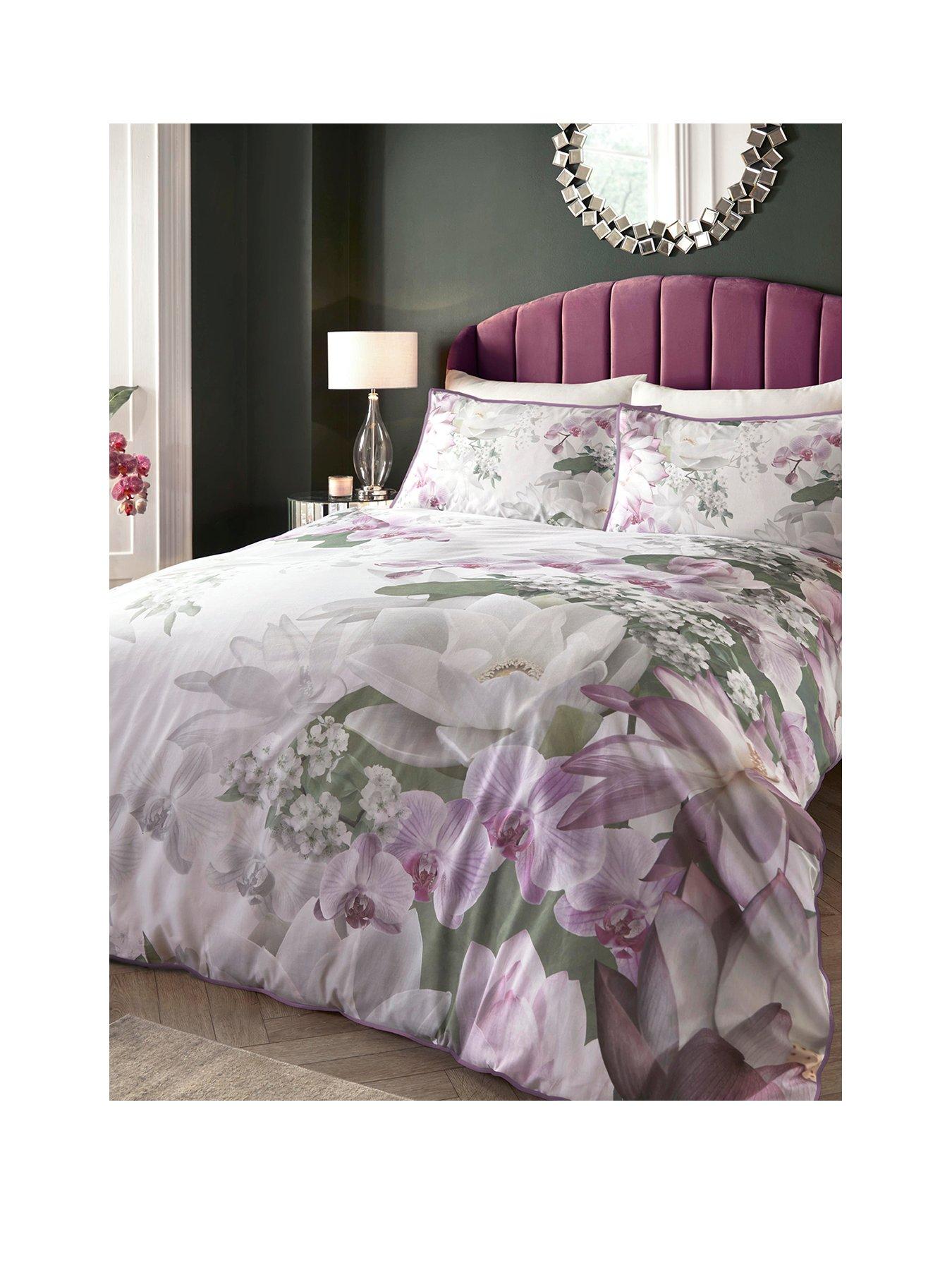 Product photograph of Soiree Lotus Floral 100 Cotton Sateen Duvet Cover Set from very.co.uk