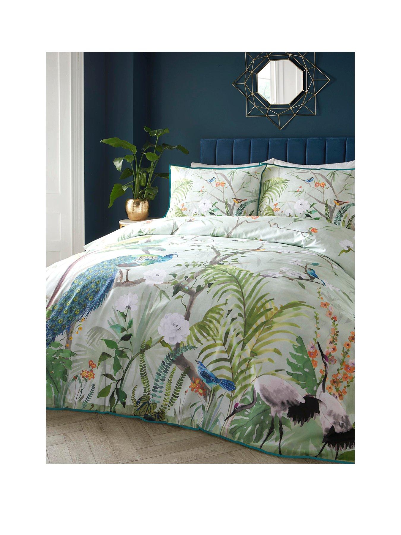 Product photograph of Soiree Peacock Jungle 100 Cotton Duvet Cover Set from very.co.uk
