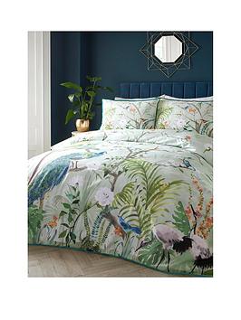 Product photograph of Soiree Peacock Jungle 100 Cotton Duvet Cover Set from very.co.uk