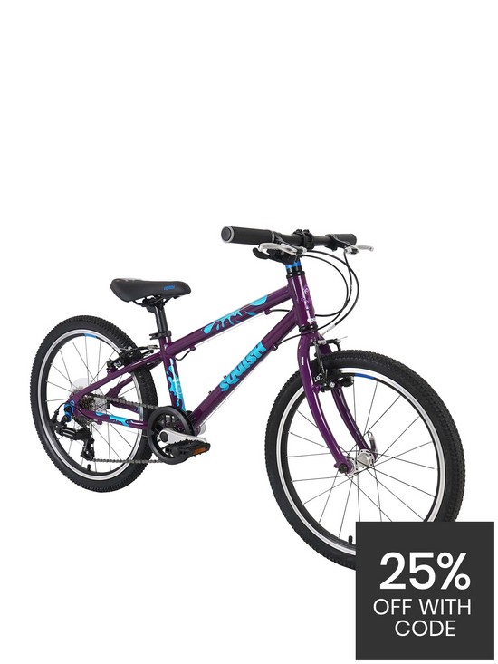 front image of squish-lightweight-20-wheel-7-speed-childrens-bike-purple