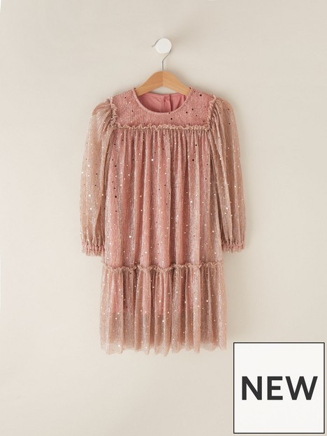 eve-and-milo-childrens-long-sleevenbspshimmer-dress--nbsppink-andnbsprosenbspgold