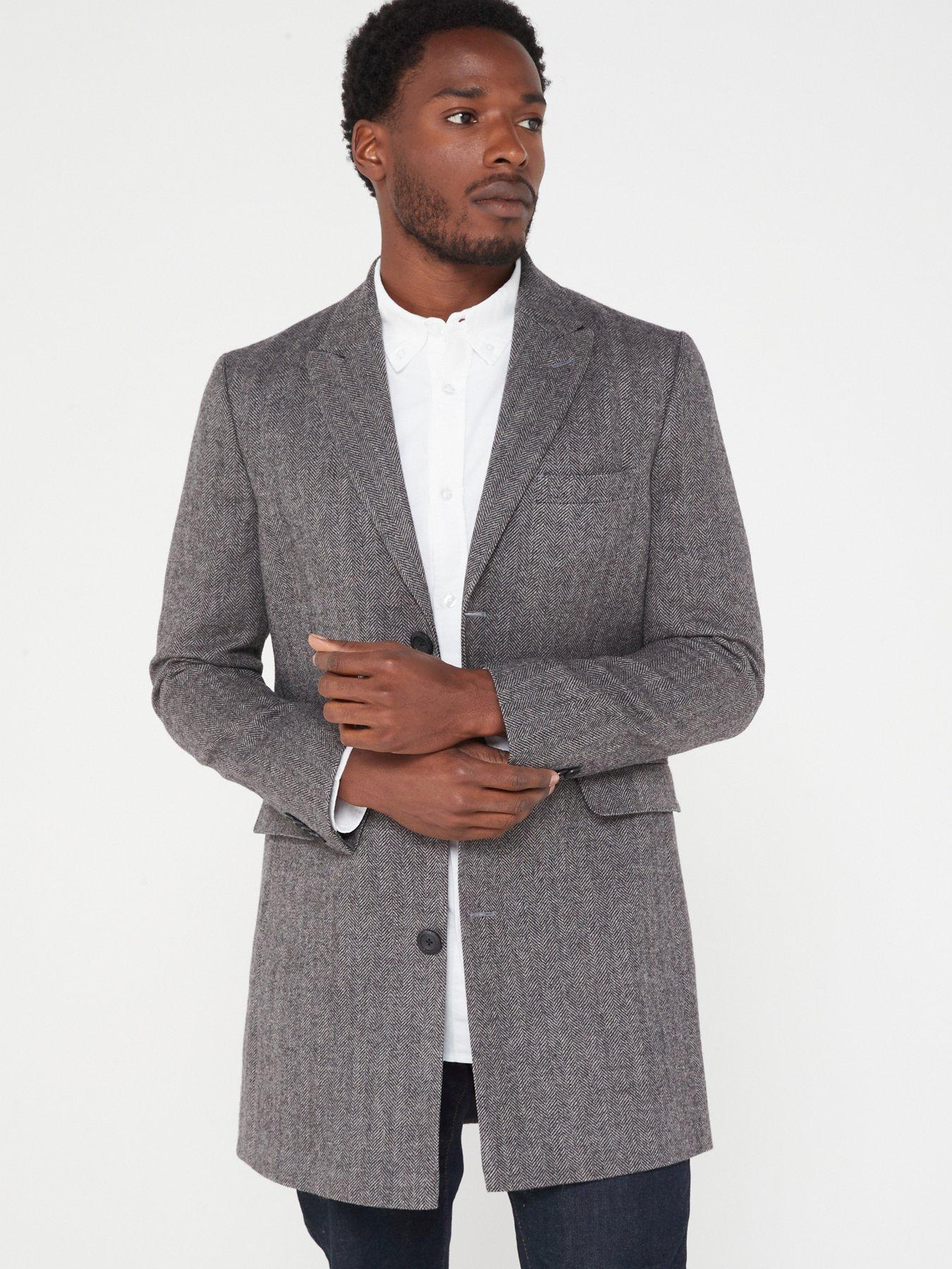 Peter Werth X Very Check Wool Overcoat Grey Very