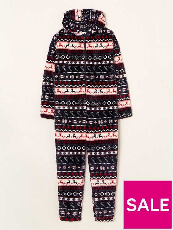 front image of mini-v-by-very-kids-family-christmas-fairisle-all-in-one-navy