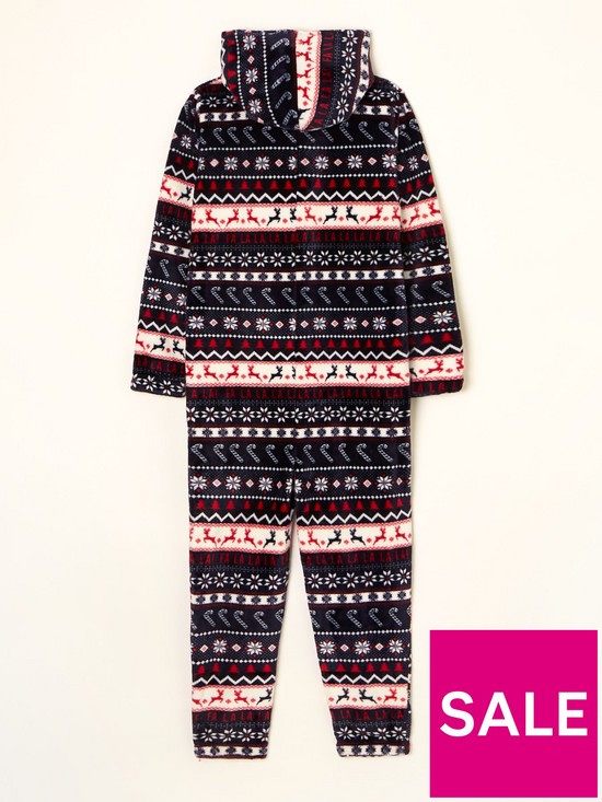 back image of mini-v-by-very-kids-family-christmas-fairisle-all-in-one-navy
