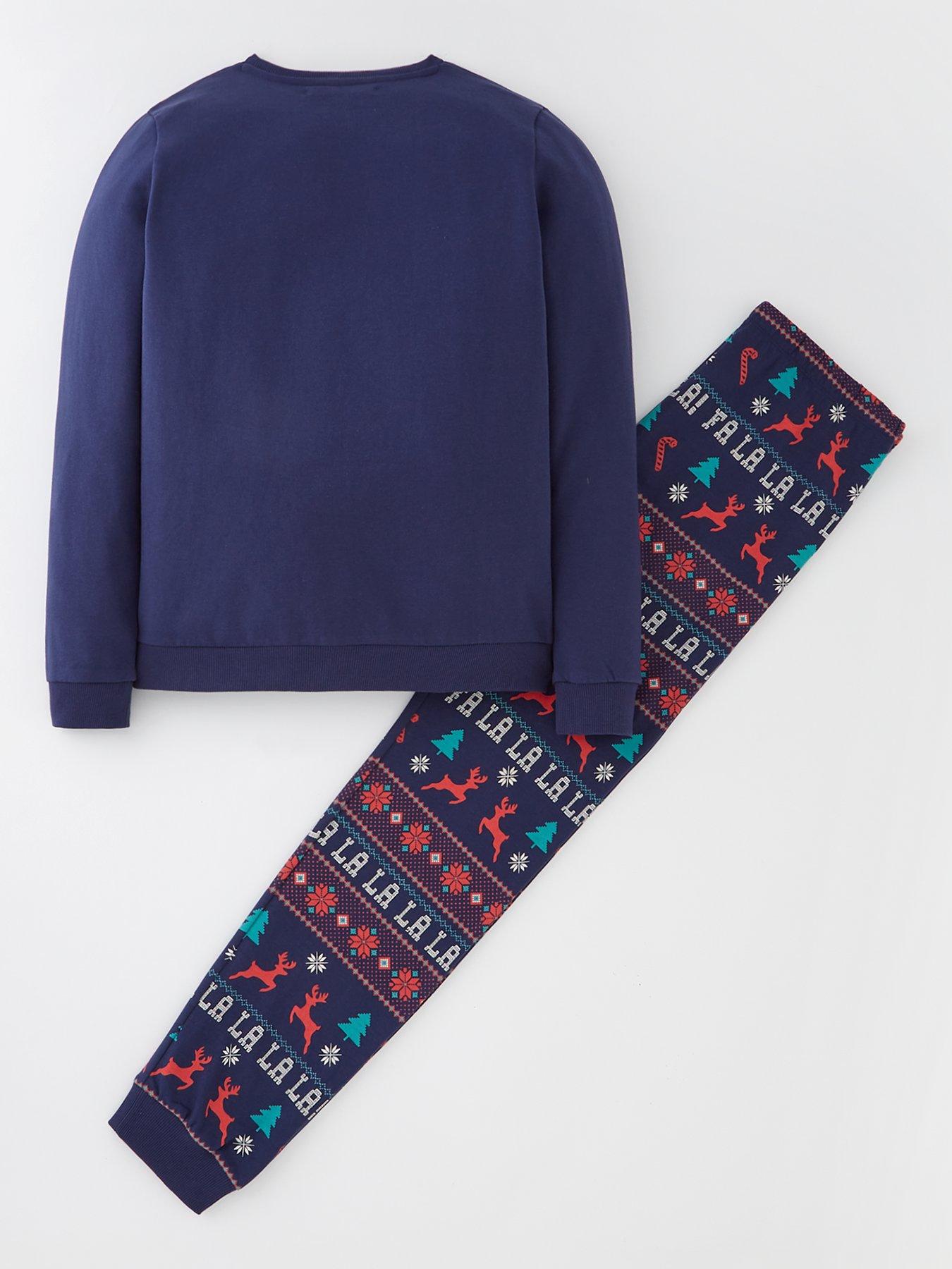 Kids Family Moose Fairisle Mini Me Christmas Pyjamas - Navy