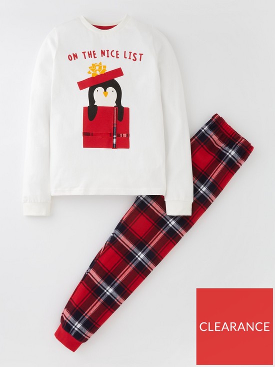 stillFront image of mini-v-by-very-kids-family-penguin-mini-me-christmas-pyjamas-red