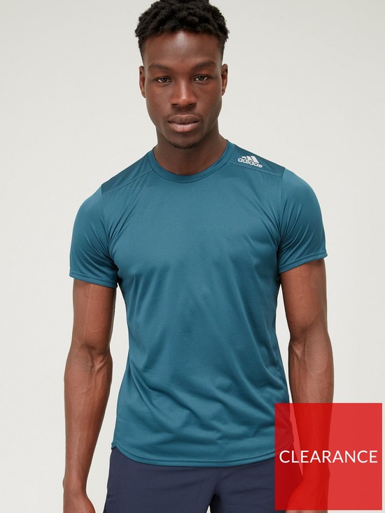 front image of adidas-mens-d4r-running-t-shirt-blue