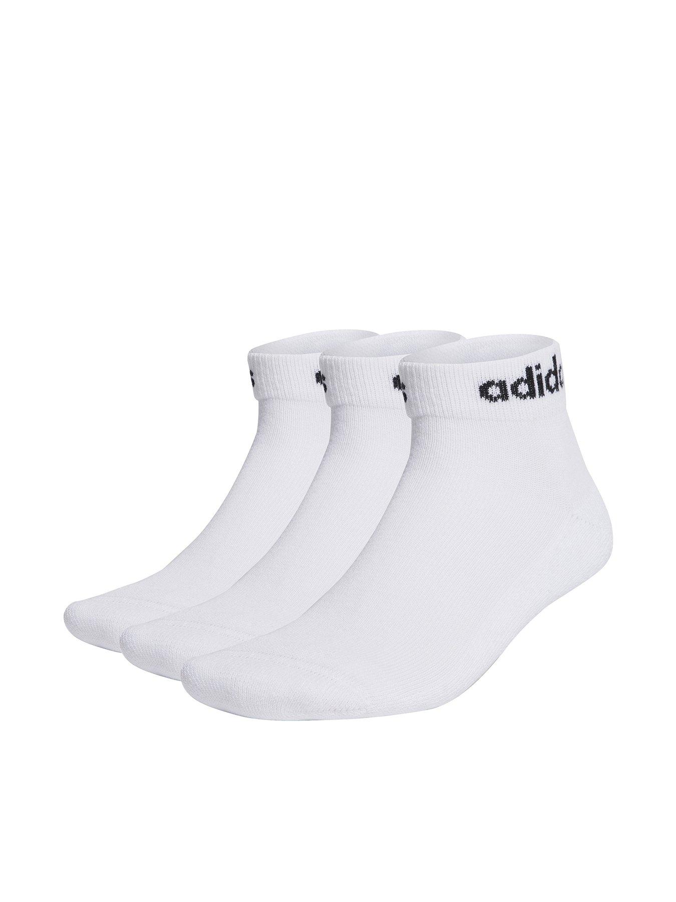 adidas Sportswear Unisex 3 Pack Cushioned Linear Ankle Socks - White
