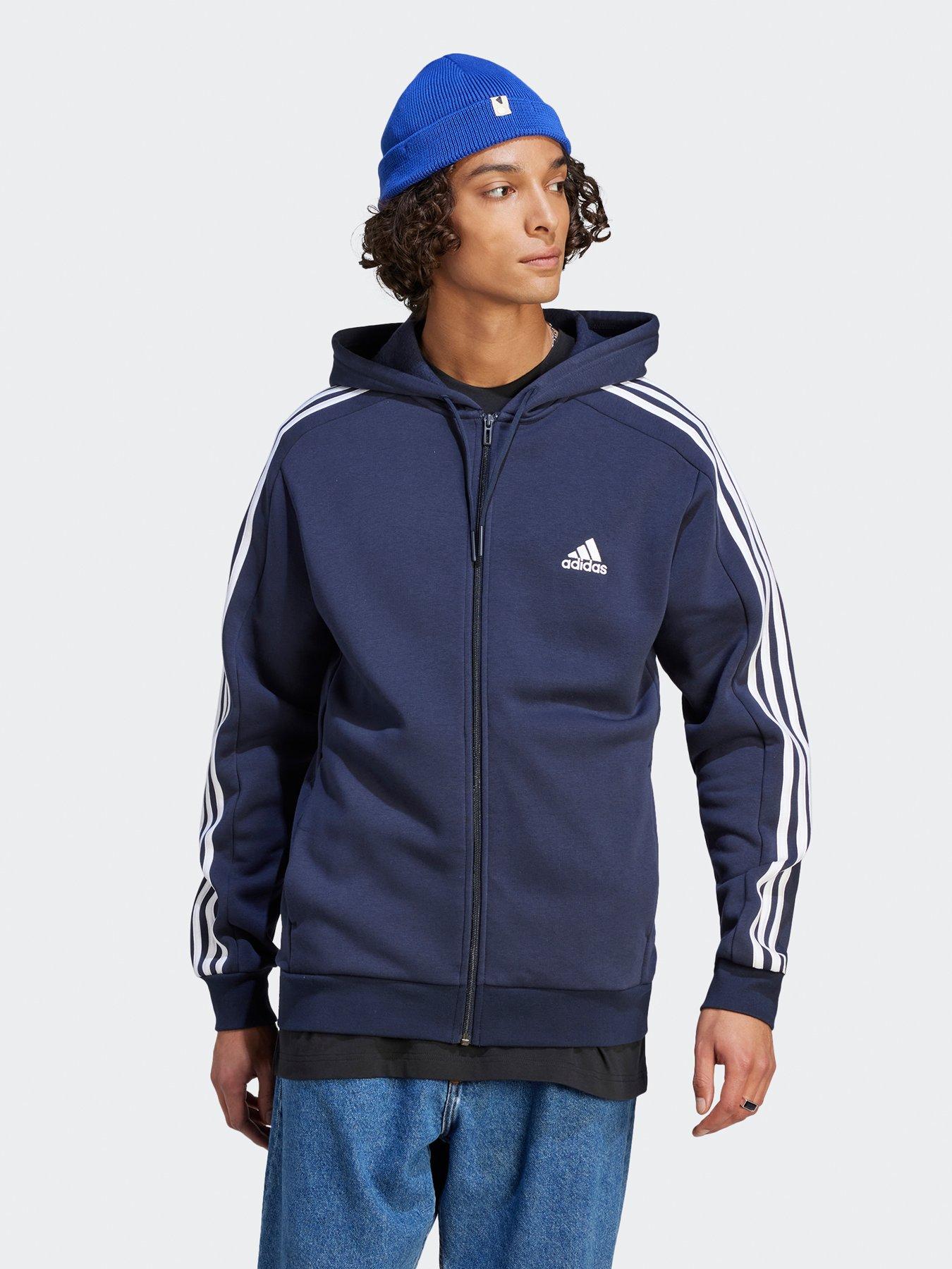 Adidas three stripe 2024 zip up hoodie