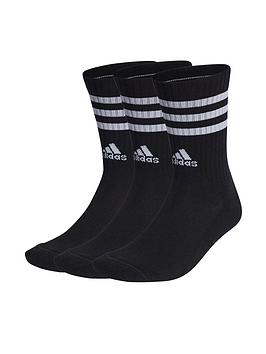 adidas 3 stripe sportswear crew socks 3 pack - black