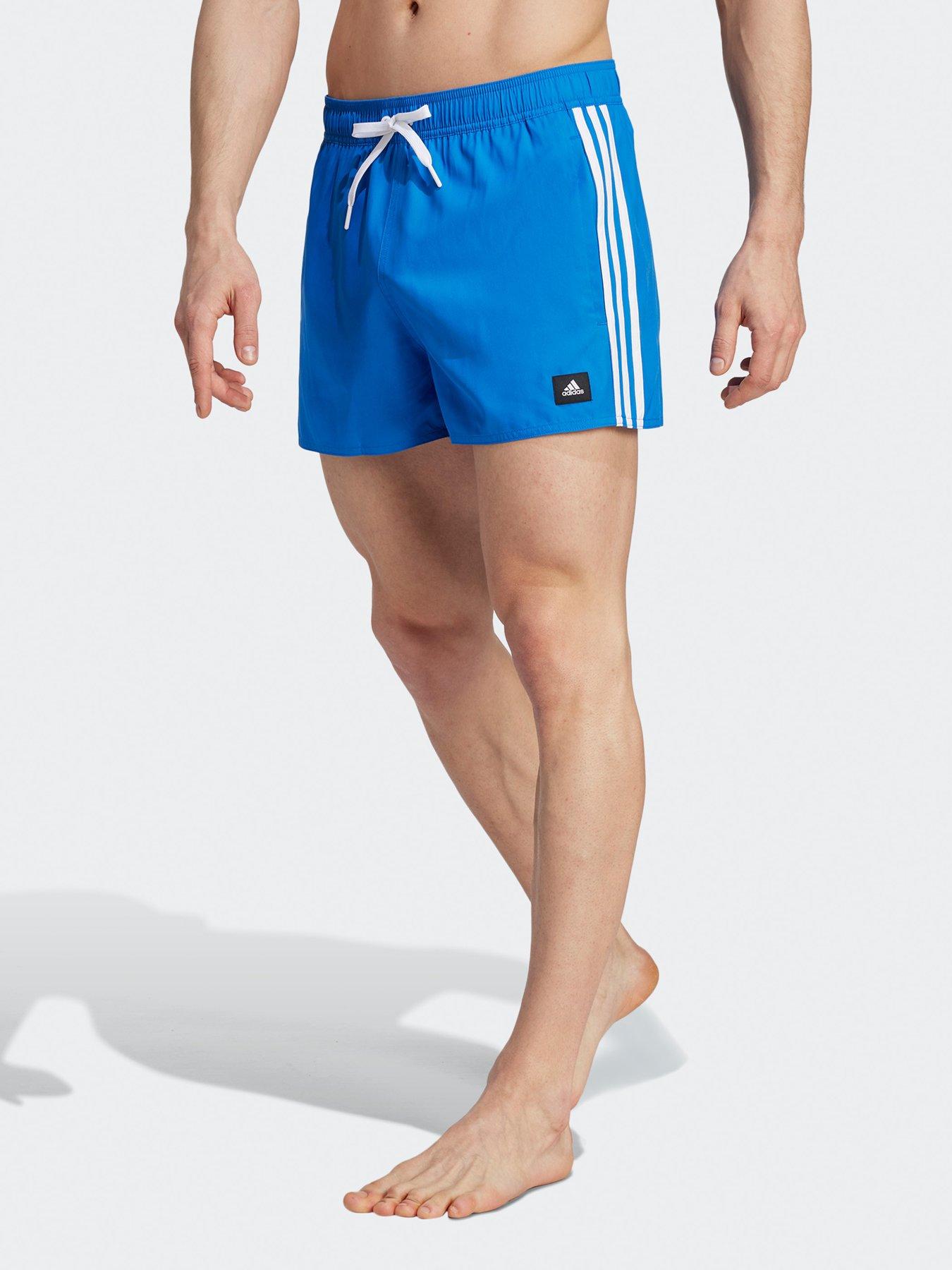 adidas 3 Stripe Swim Shorts - Blue | very.co.uk