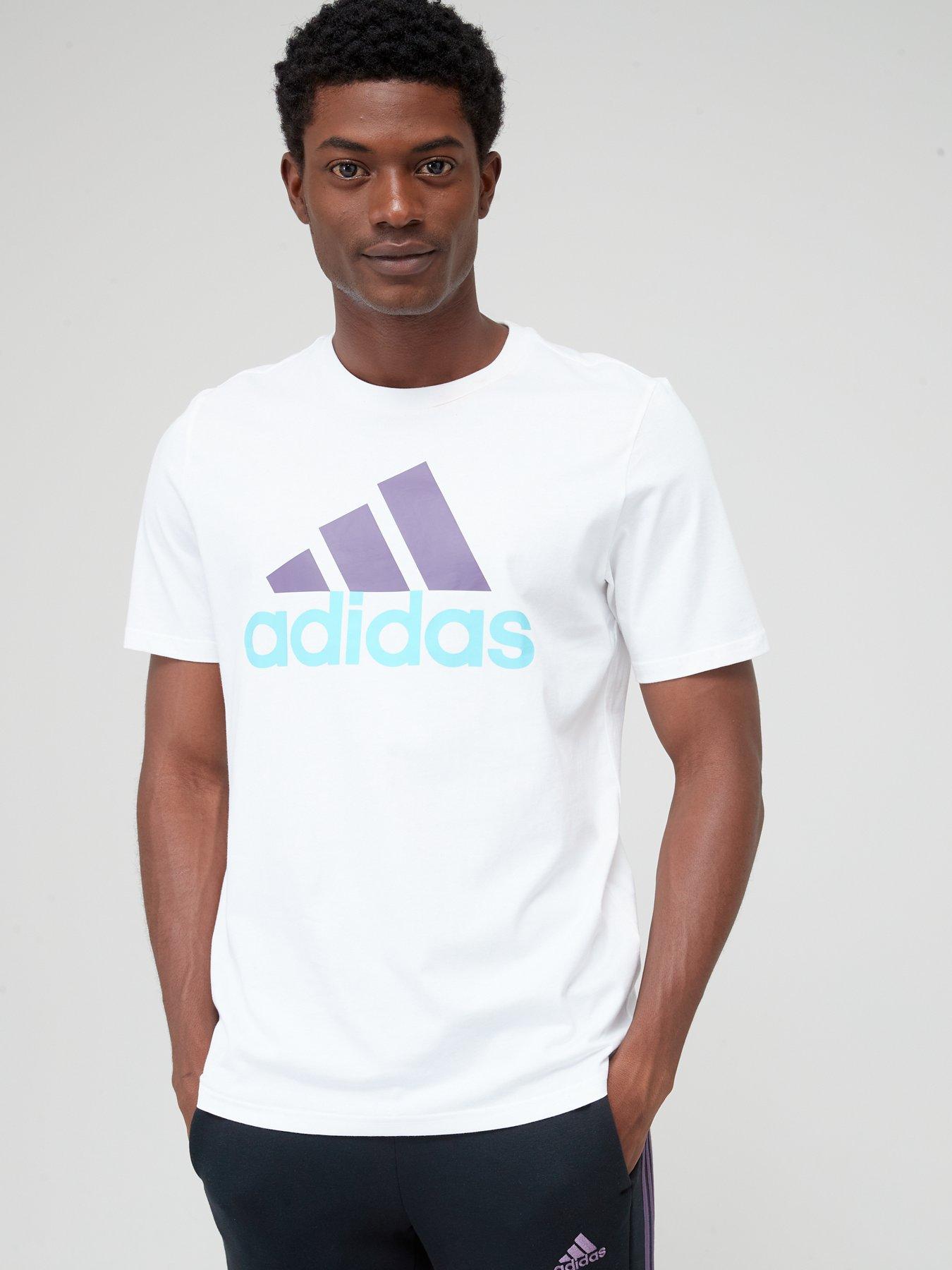 ADIDAS T Shirt TREFOIL Reflective Silver Logo WHITE Men’s LARGE Retro  Running