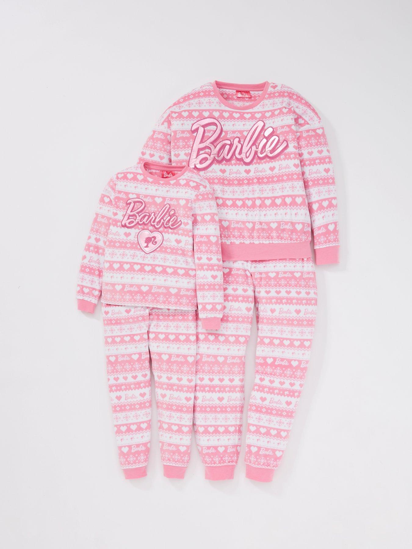 Barbie Girls Barbie Fairisle Fleece Mini Me Christmas Pyjamas - Pink