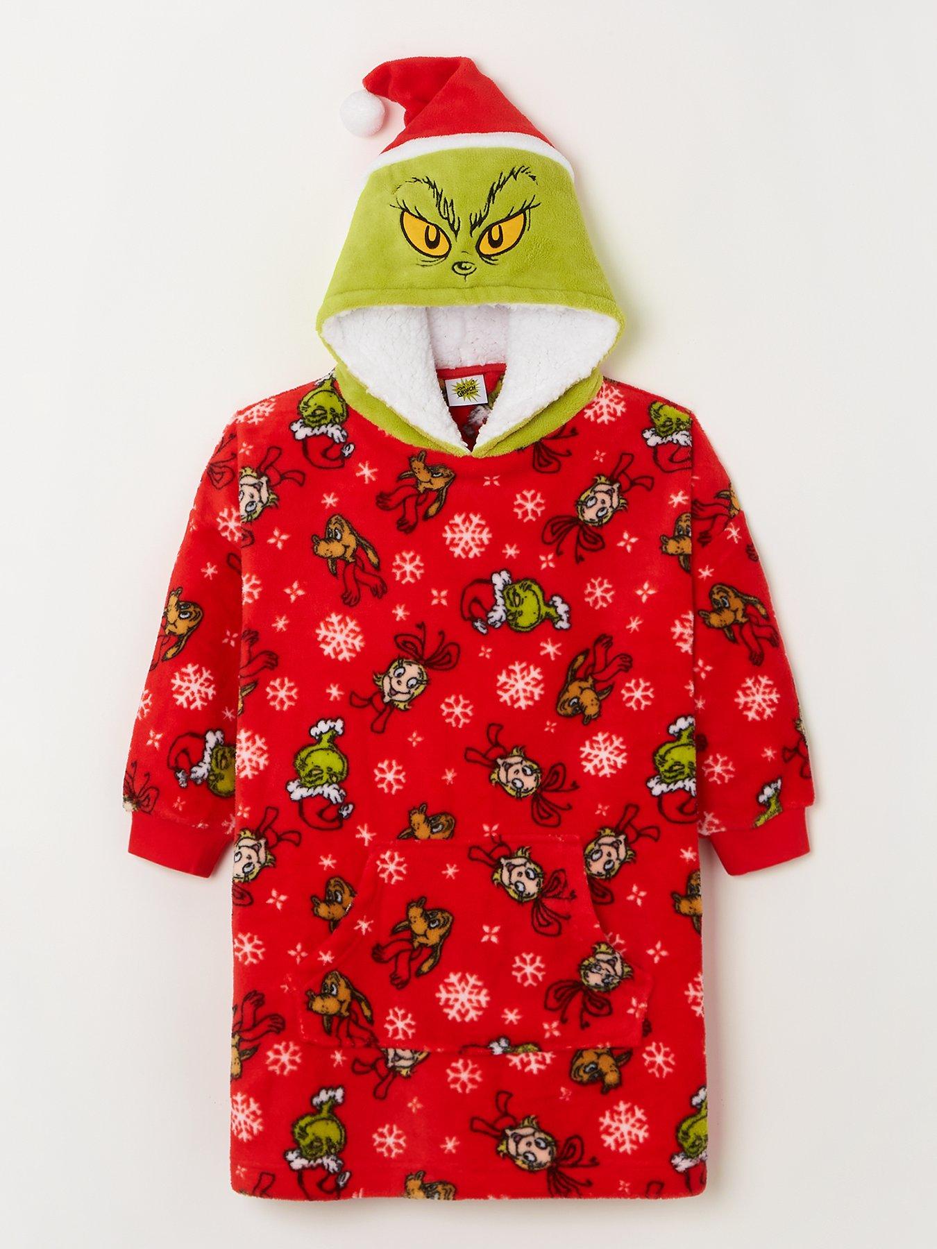 the-grinch-unisex-kids-family-christmas-hooded-blanket-red