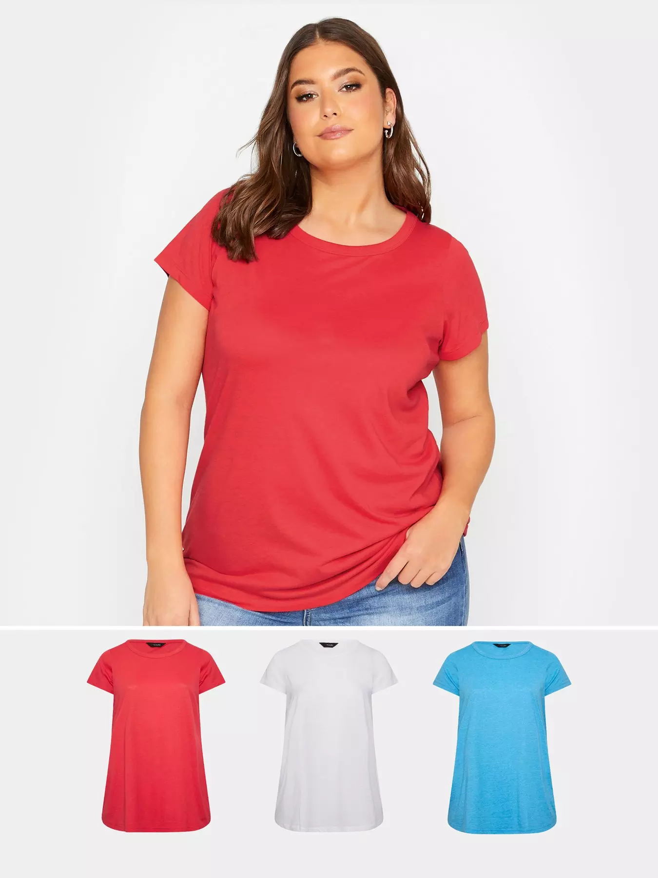 YOURS Curve Plus Size Red 'New York' Slogan Varsity T-Shirt