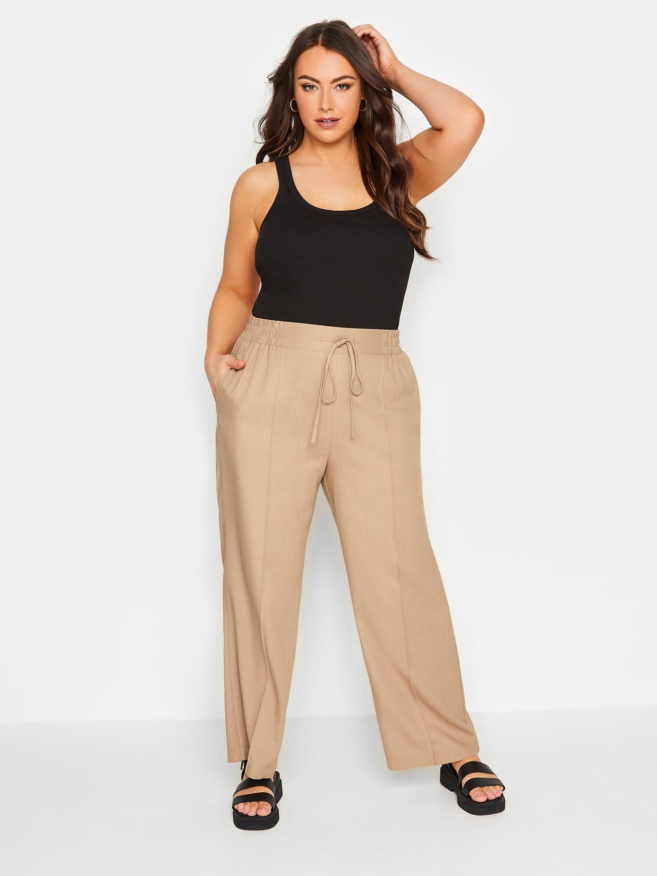 Linen-Blend Wide-Leg Pull-On Pants