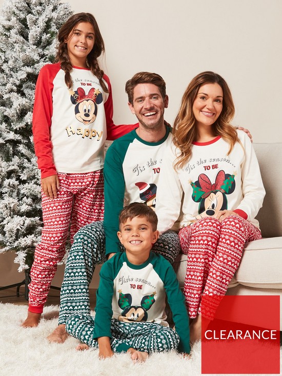 front image of minnie-mouse-girls-disney-minnie-mouse-family-mini-me-christmas-pyjamas-red