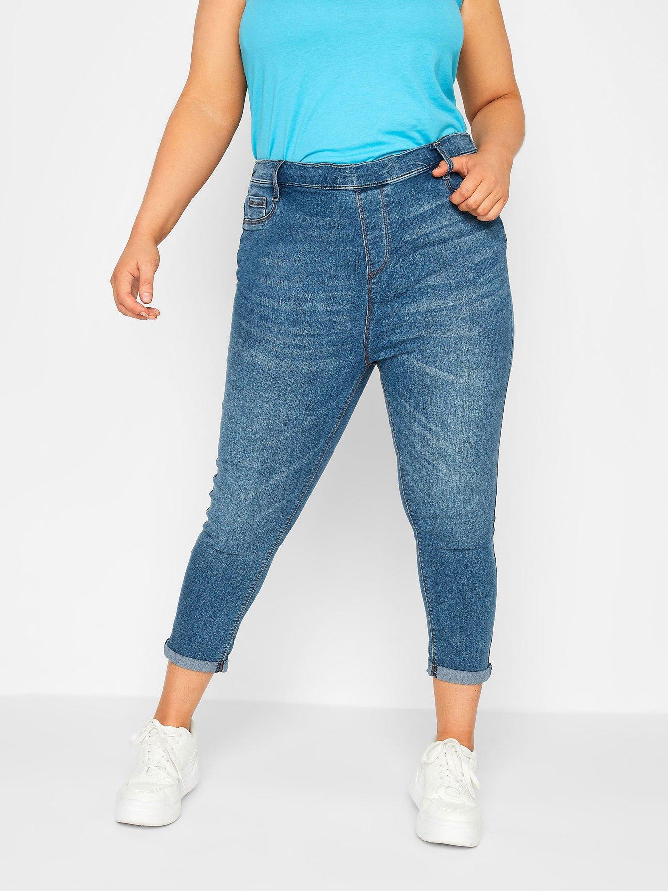 YOURS FOR GOOD Curve Indigo Blue Distressed JENNY Cropped Jeggings