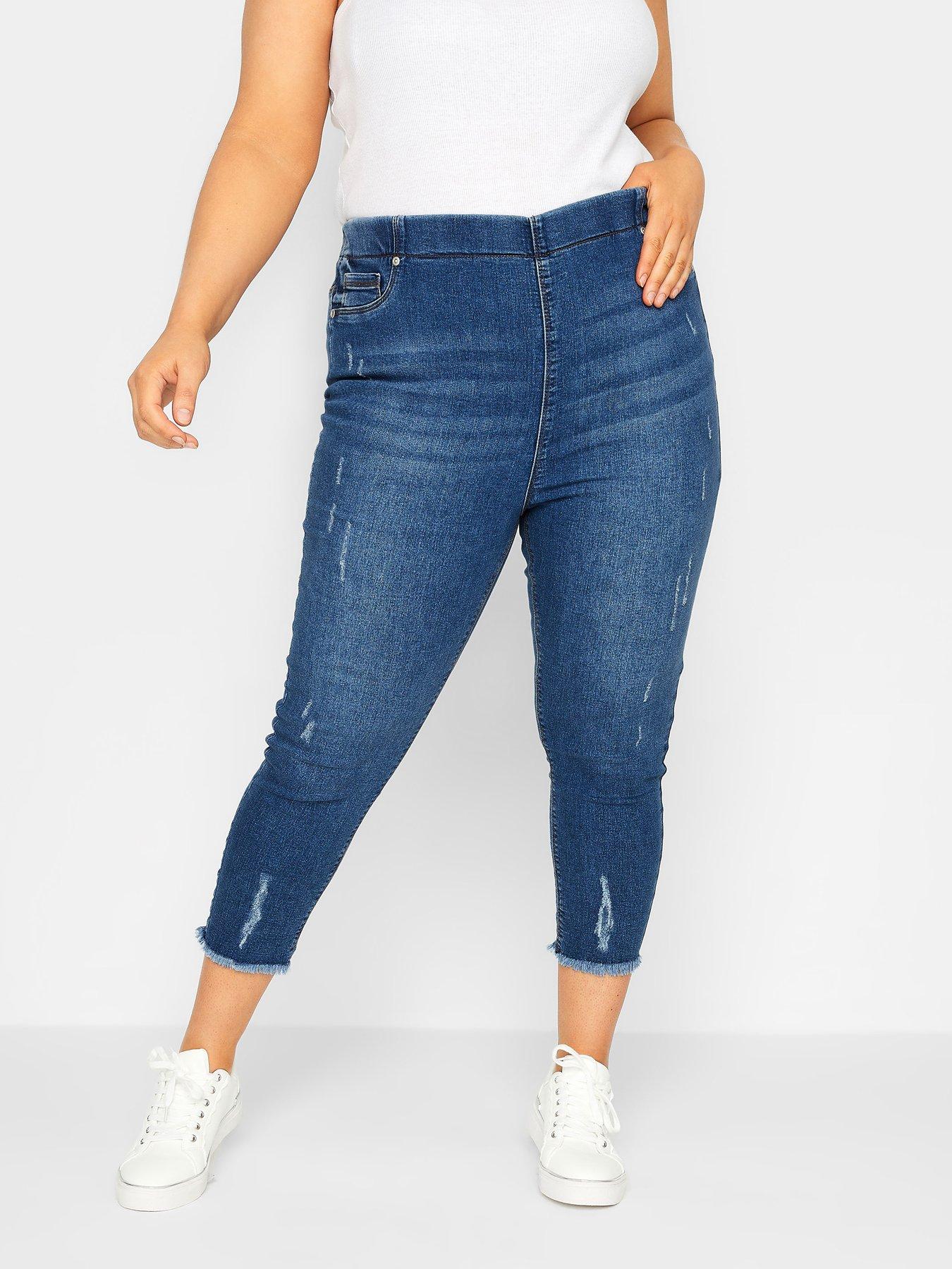 YOURS FOR GOOD Plus Size Mid Blue Cat Scratch JENNY Jeggings