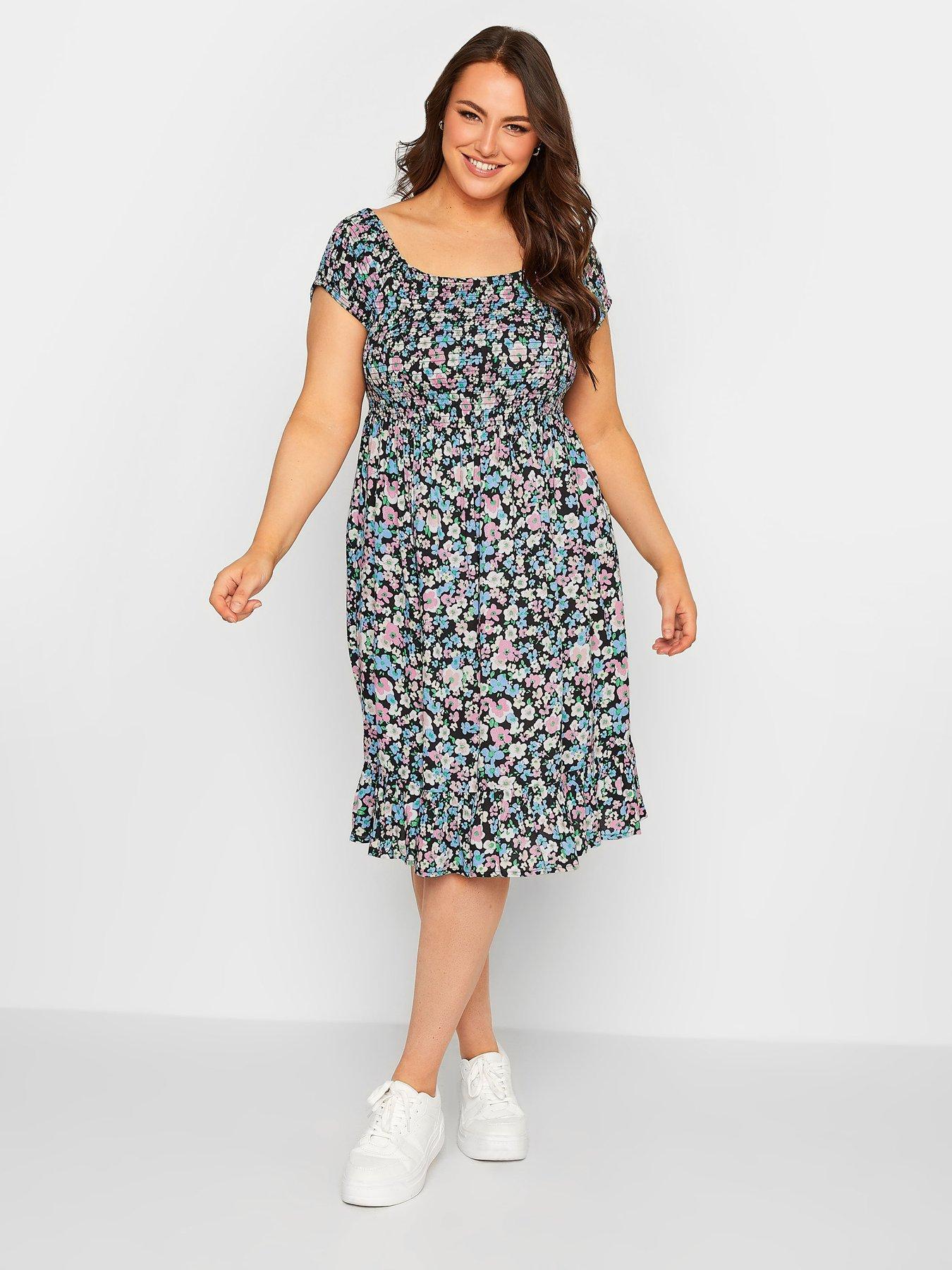 Shirred bardot outlet midi dress