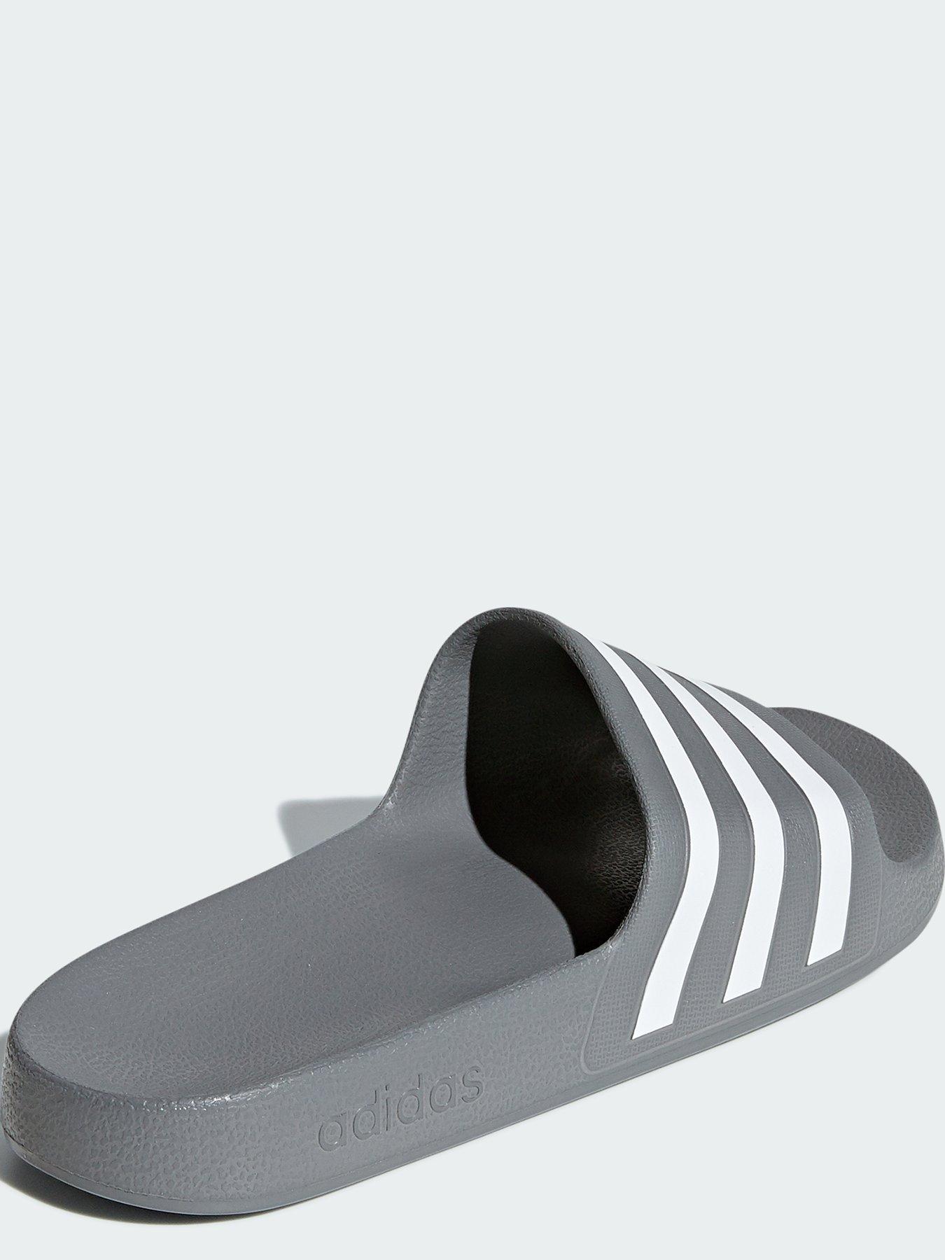 adidas Sportswear Mens Adilette Aqua Sliders Grey White Very