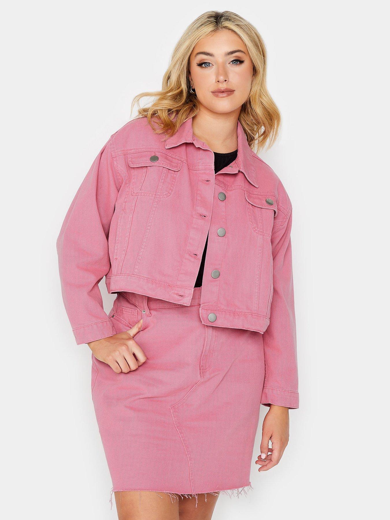 Pink cropped jacket discount uk