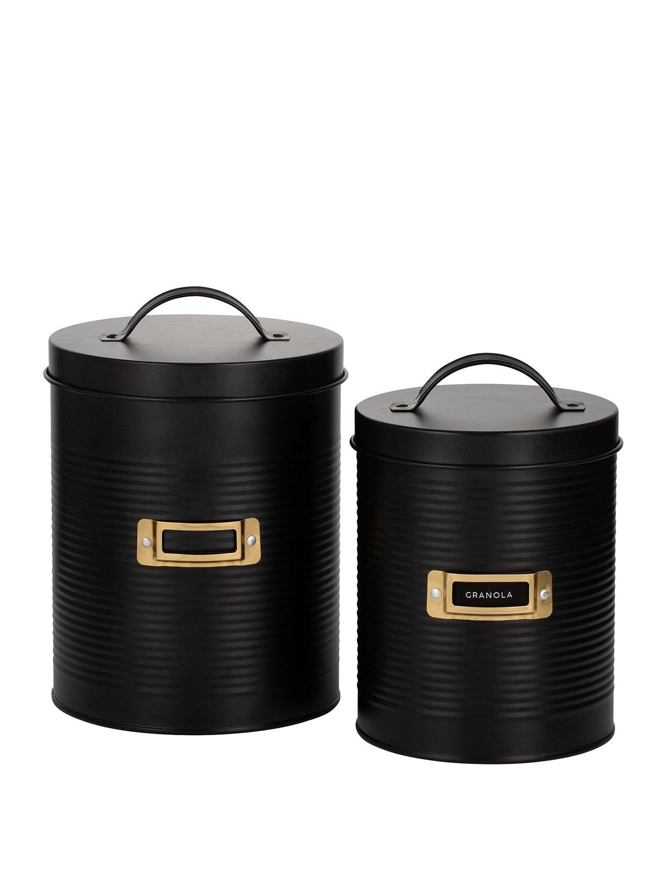 Product photograph of Typhoon Otto Set Of 2 Storage Canisters - Black from very.co.uk