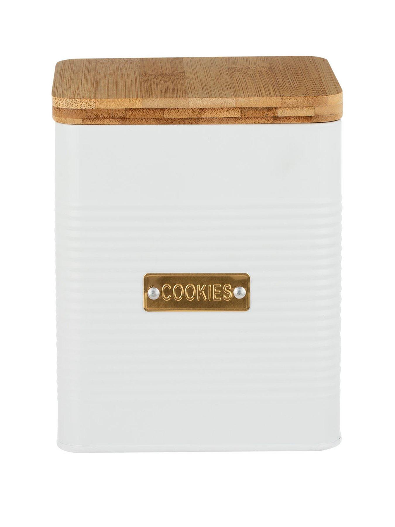 Product photograph of Typhoon Otto Square Cookie Tin - White from very.co.uk