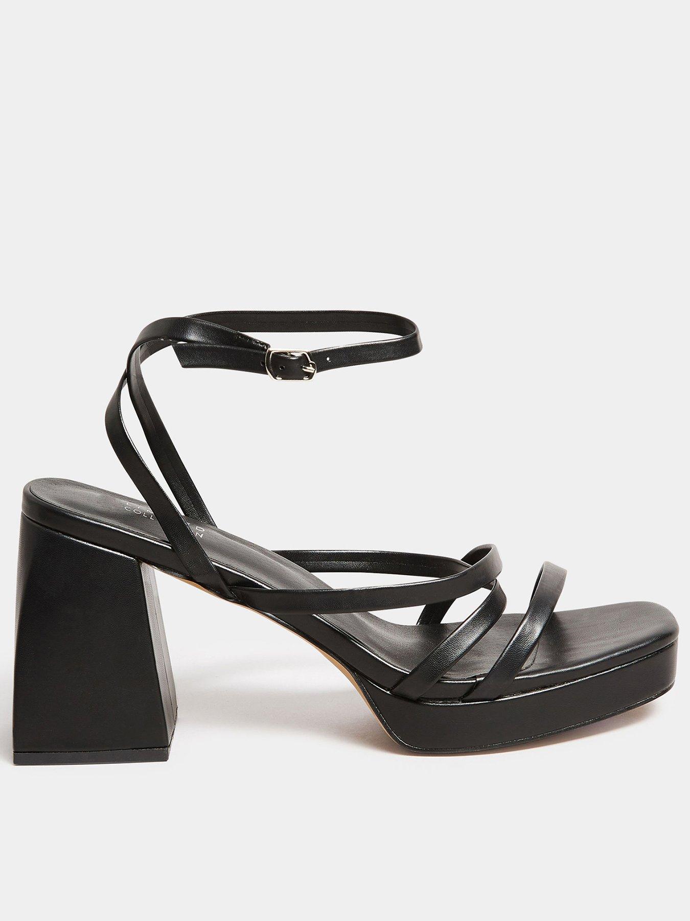 Black chunky sandals wide fit hot sale