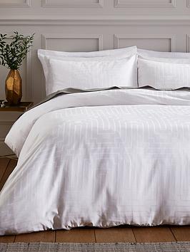 Product photograph of Bianca Cottonsoft Satin Geo Jacquard Duvet Cover Set - White from very.co.uk