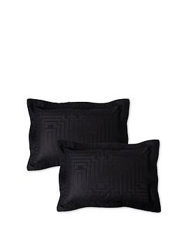 Product photograph of Bianca Cottonsoft Satin Geo Jacquard Oxford Pillowcase Pair Black from very.co.uk